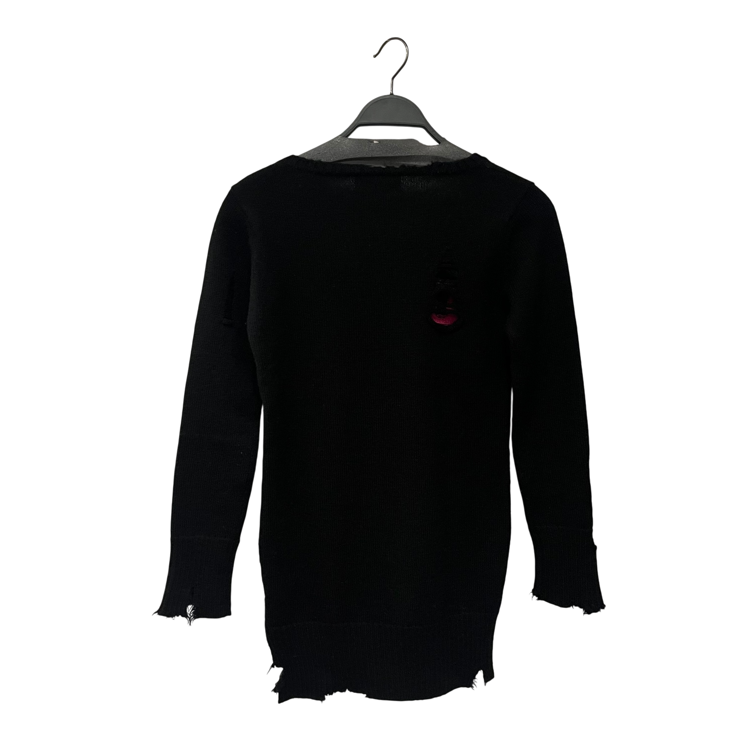 HYSTERIC GLAMOUR/Heavy Sweater/M/Wool/BLK/pink graphic distressed view 2