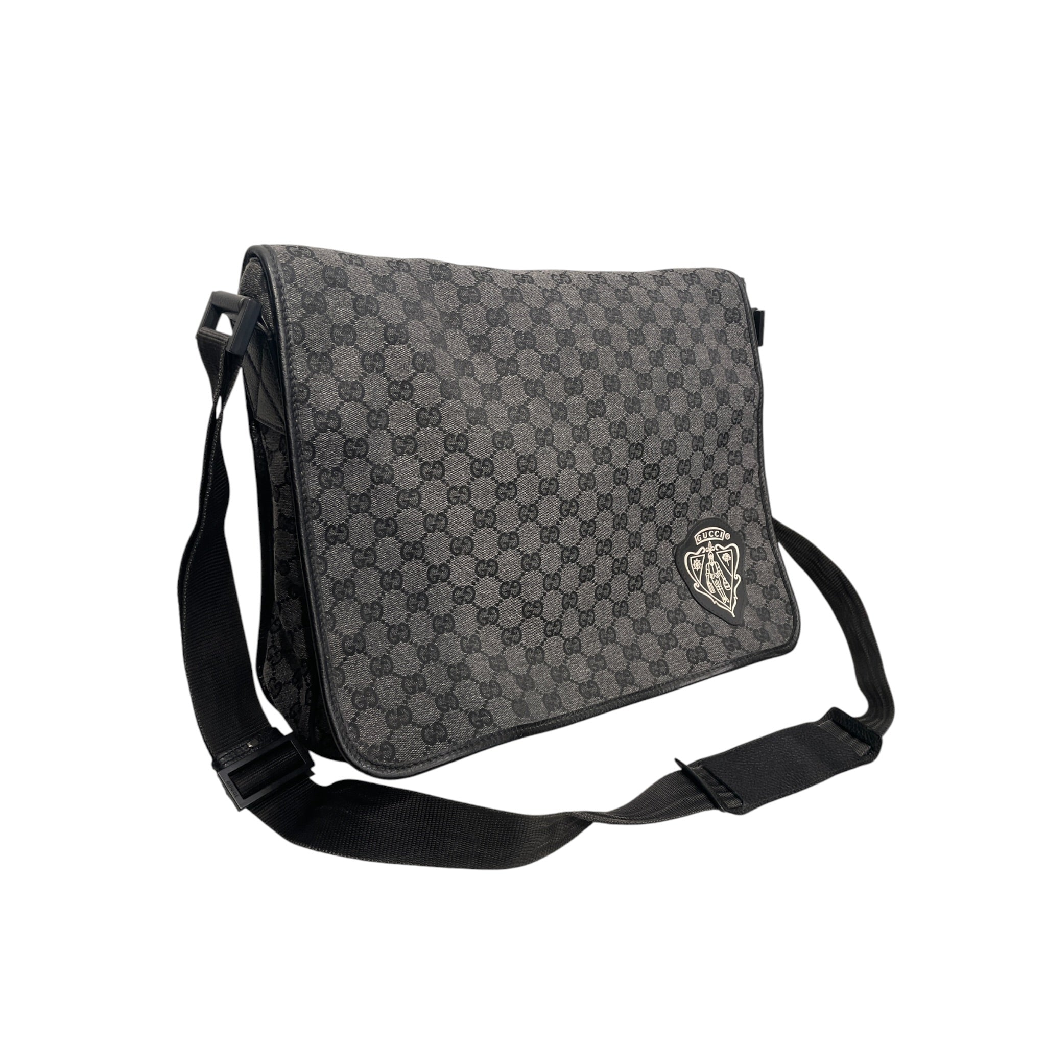 GUCCI/Cross Body Bag/Monogram/Cotton/GRY/RUBBER PATCH MESSENGER BAG view 5