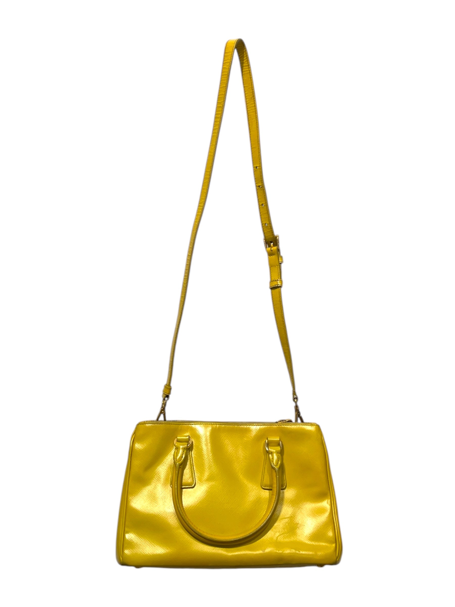 PRADA/Bag/Leather/YEL/prada yllw saffiano galleria view 2