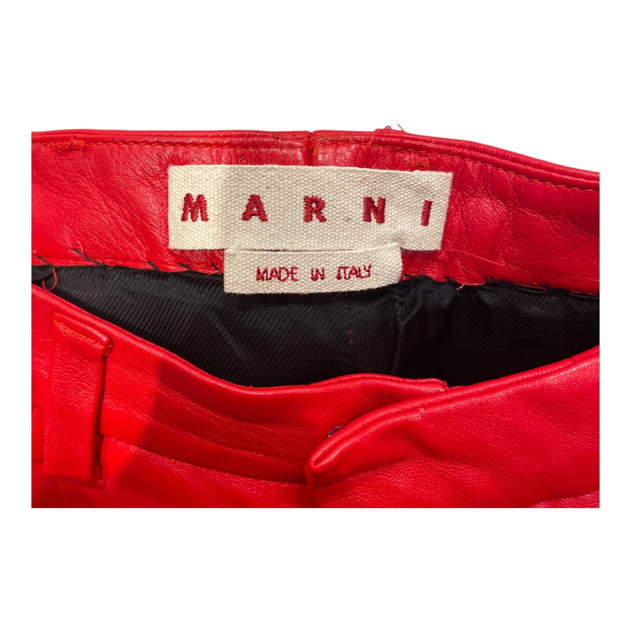 MARNI/Straight Pants/40/Leather/RED/PLEATED LEATHER PANT view 3