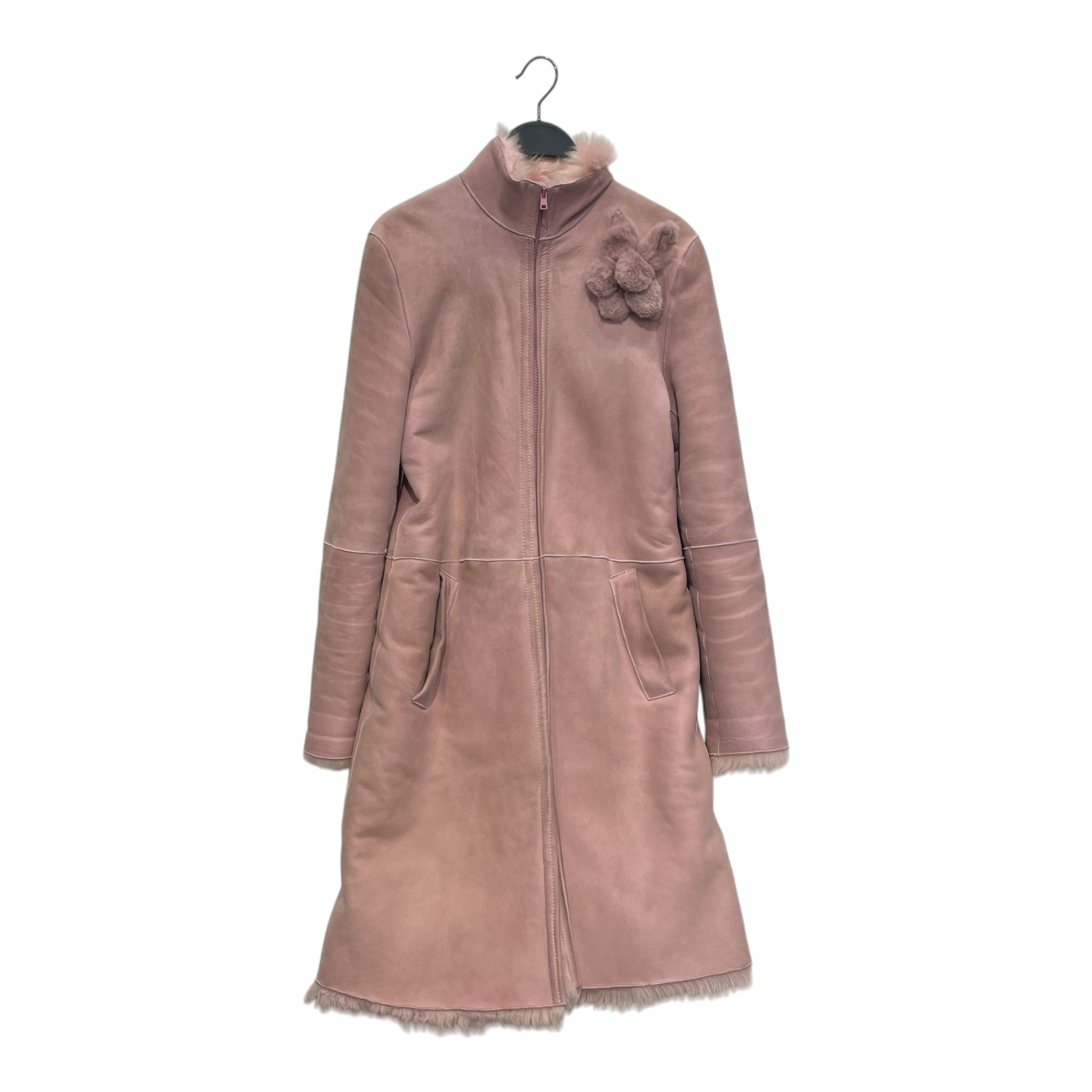 MOSCHINO CHEAP & CHIC/Jacket/OS/Suede/PNK/MOS C+C SUEDE FAUX FUR PNK FLO view 1