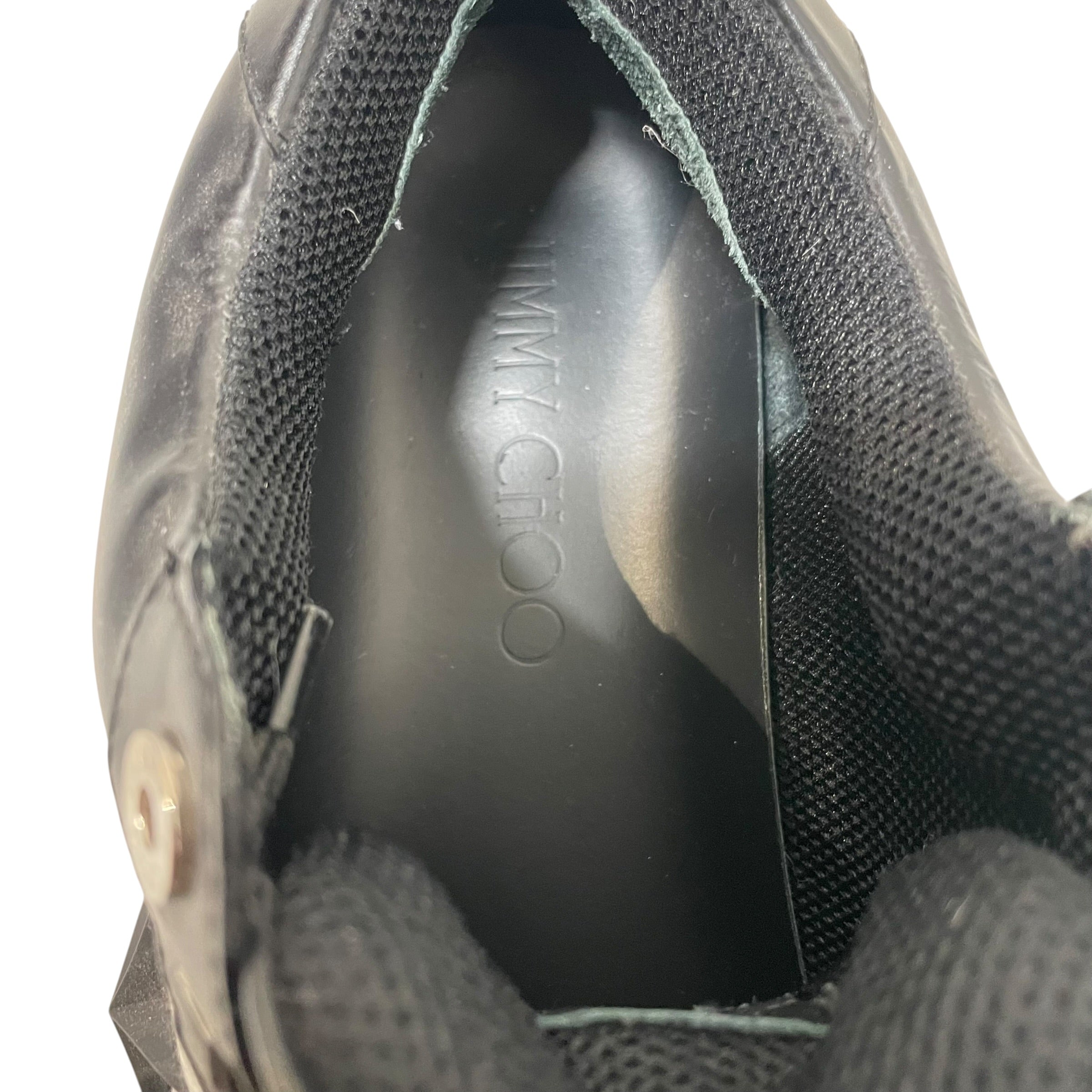JIMMY CHOO/Low-Sneakers/US 8/Stripe/Leather/BLK/star studs sneakers view 3