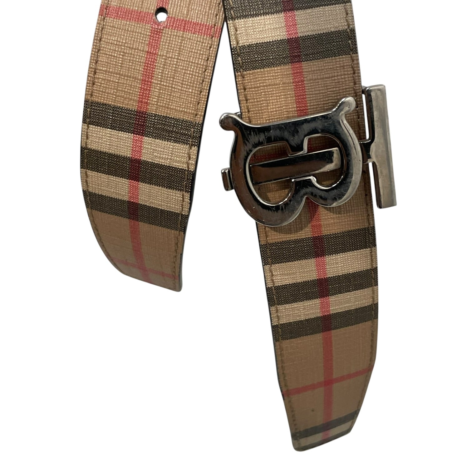 BURBERRY/Belt/Glen Check/Leather/BEG/M's/TB haymarket view 2