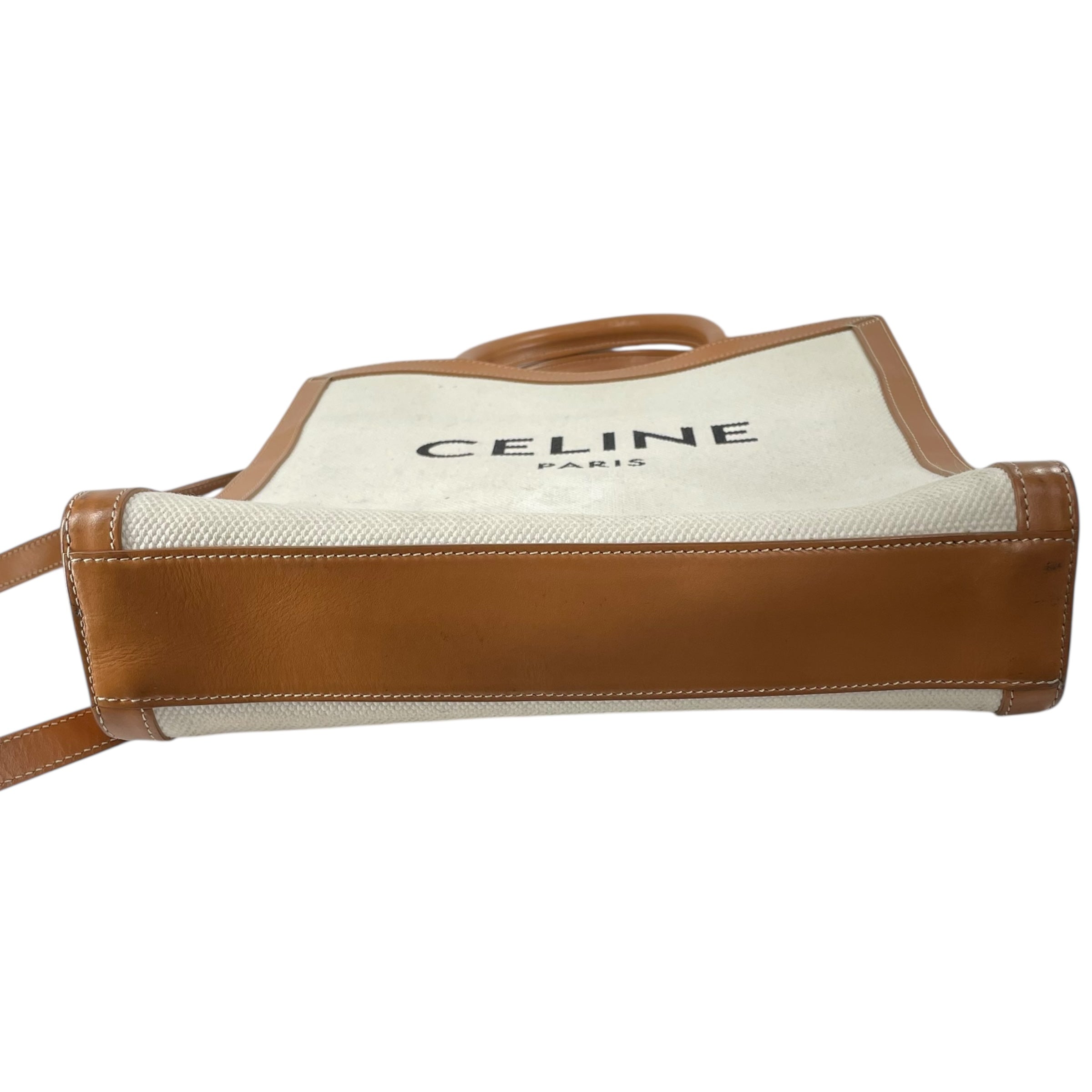 CELINE/Clutch Bag/FREE/Cotton/WHT/BLACK LOGO ON FRONT TOTE view 3