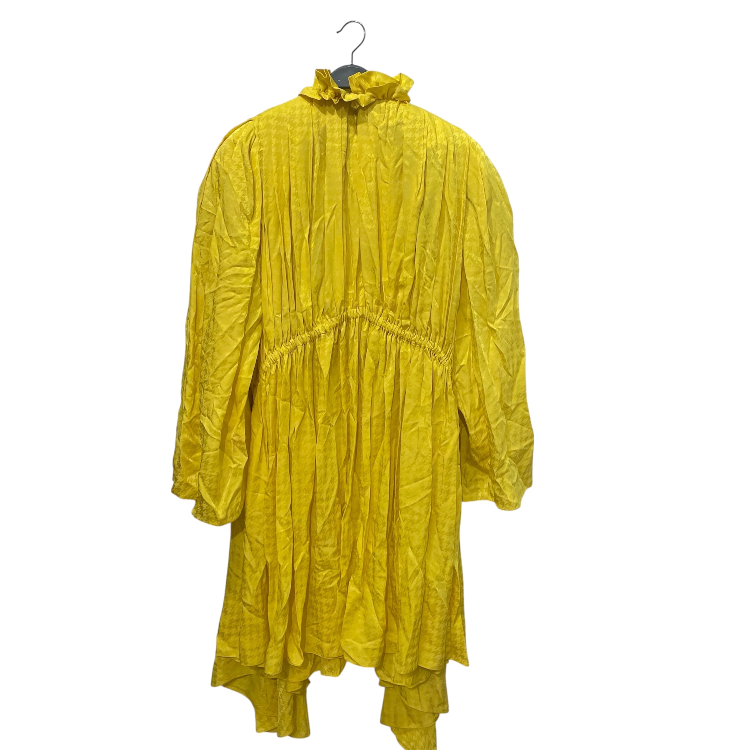 BALENCIAGA/LS Dress/2/Houndstooth Check/Acrylic/YEL/2021 RUFFLE DRESS view 2