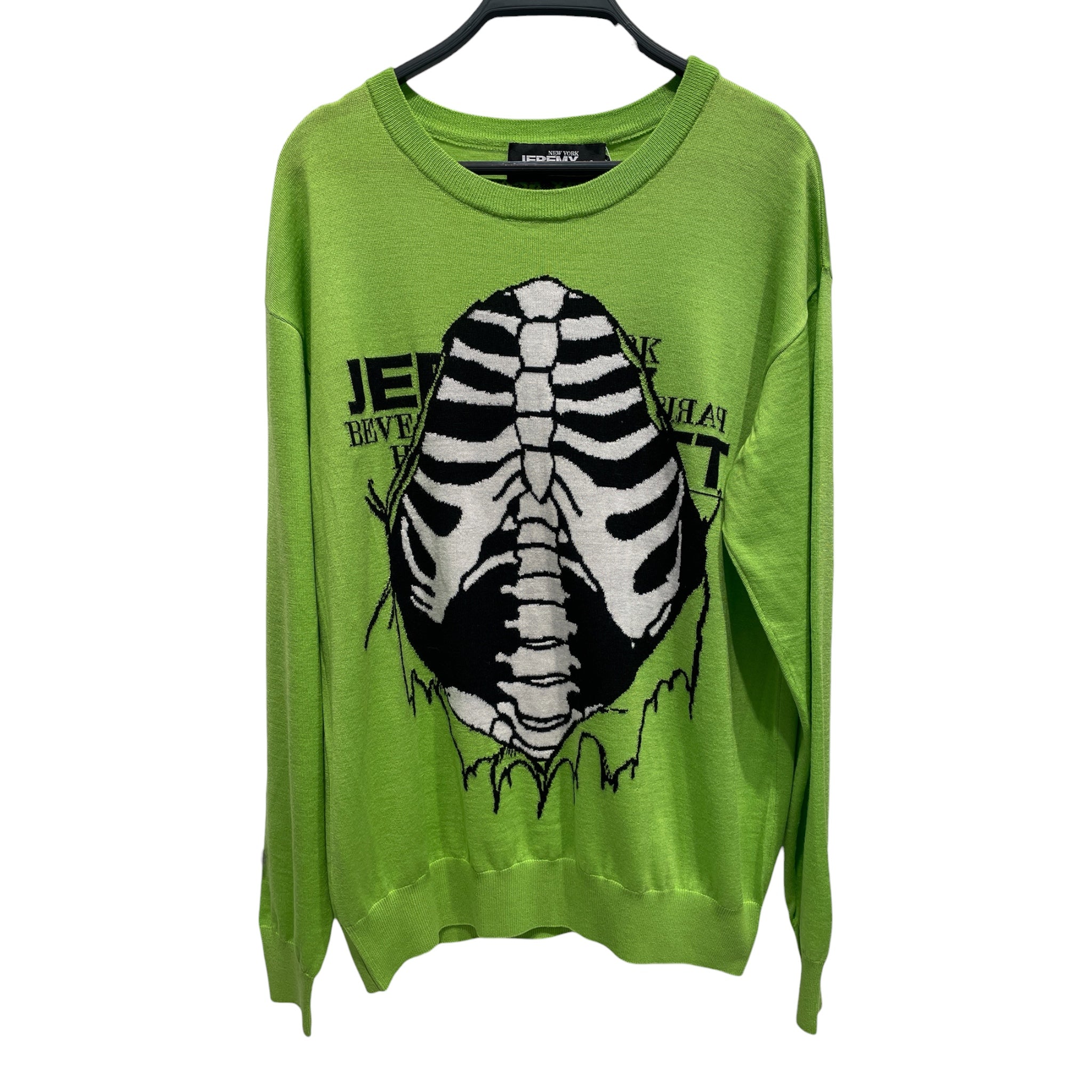 JEREMY SCOTT/Sweater/M/Cotton/GRN/skeleton green sweater view 1