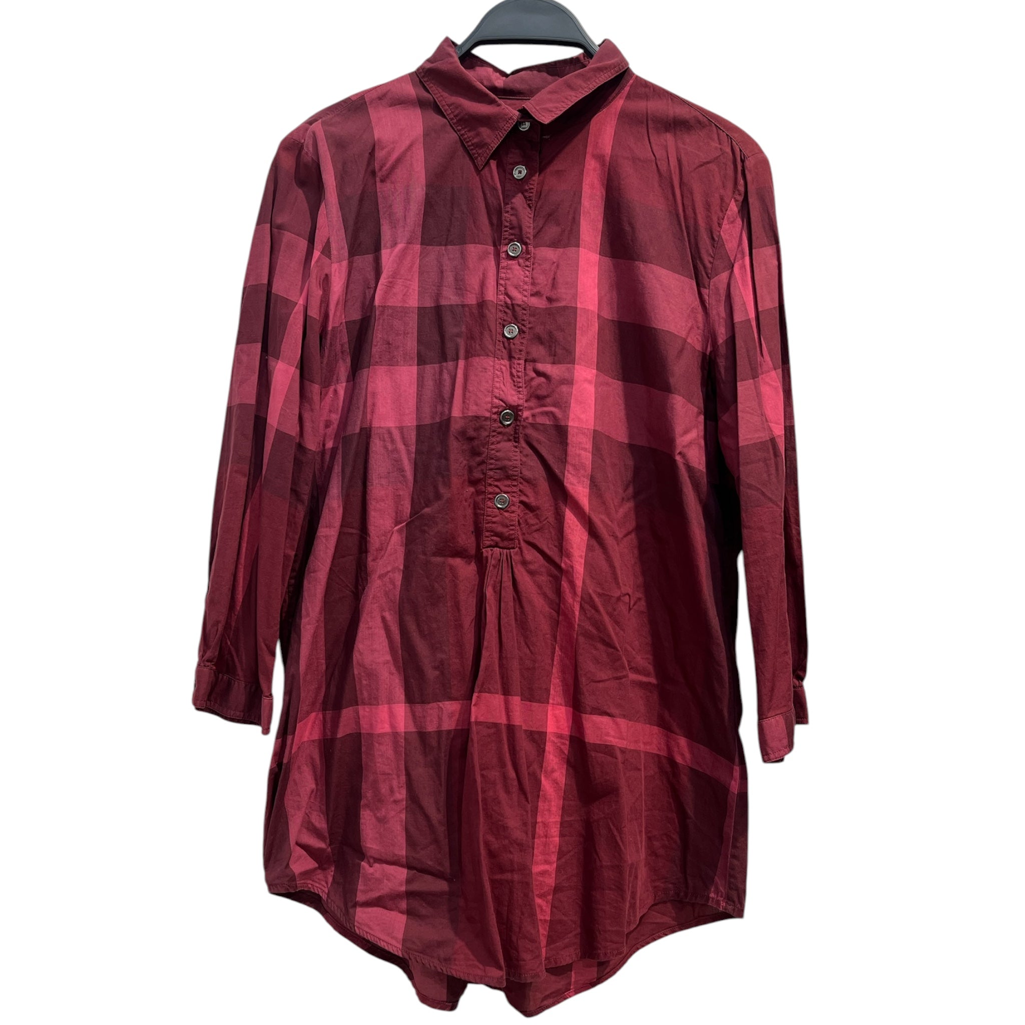 BURBERRY BRIT/LS Blouse/M/Plaid/Cotton/RED/RED PLAID LS BUTTON UP view 1