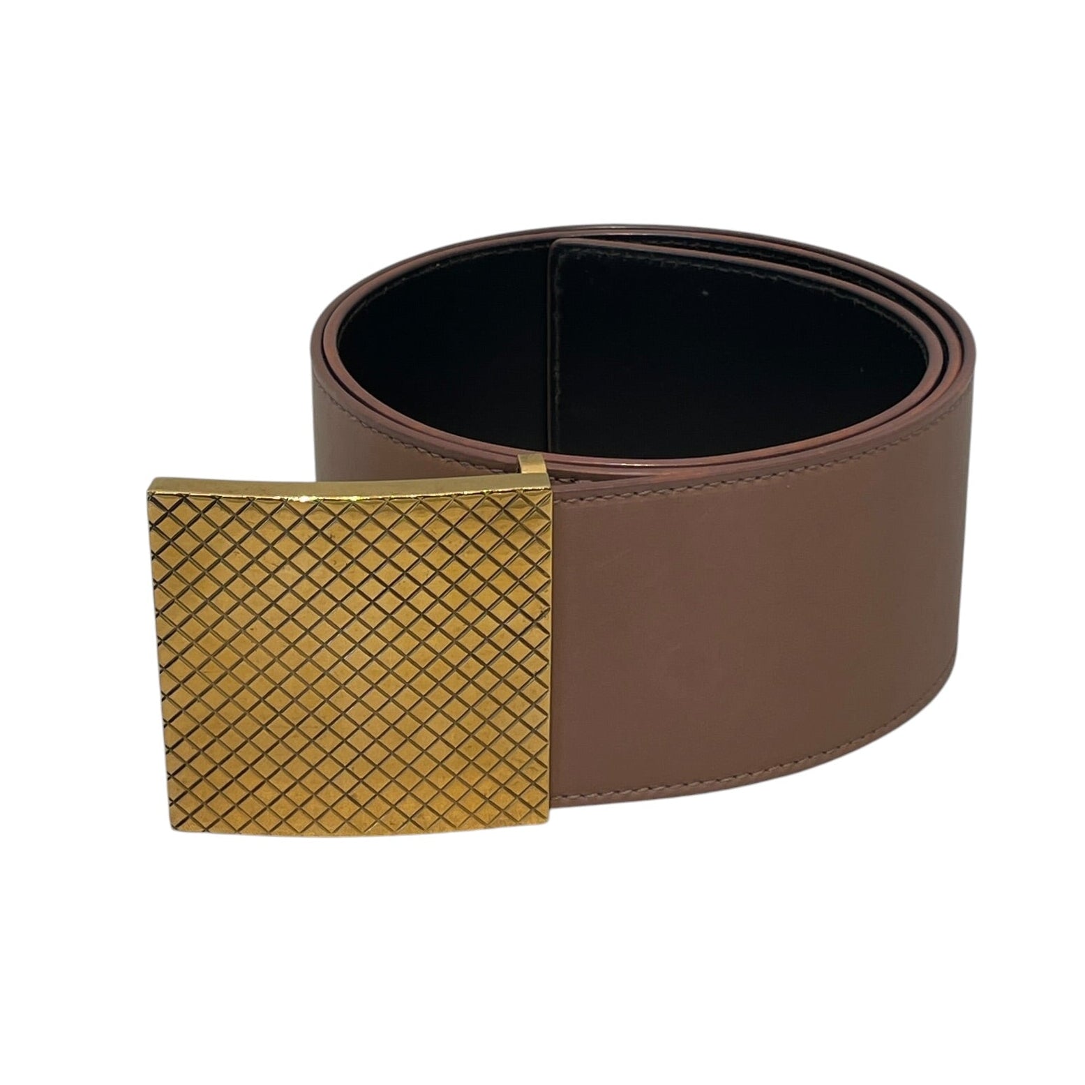 BOTTEGA VENETA/Belt/Leather/BEG/SQUARE GOLD BELT BUCKLE view 1