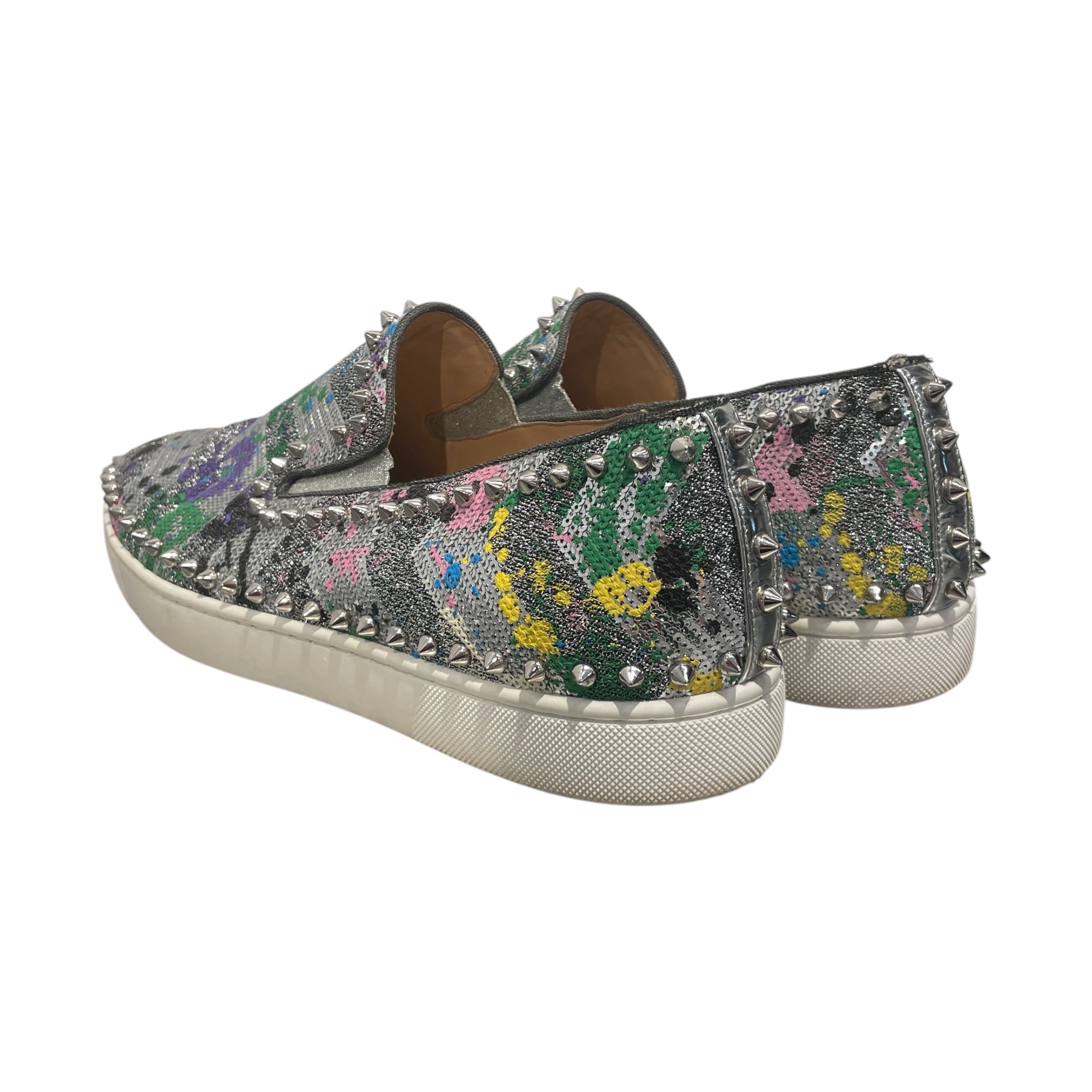 Christian Louboutin/Dress Shoes/US 9/All Over Print/Leather/MLT/STUDDED SEQUIN METALLIC view 2
