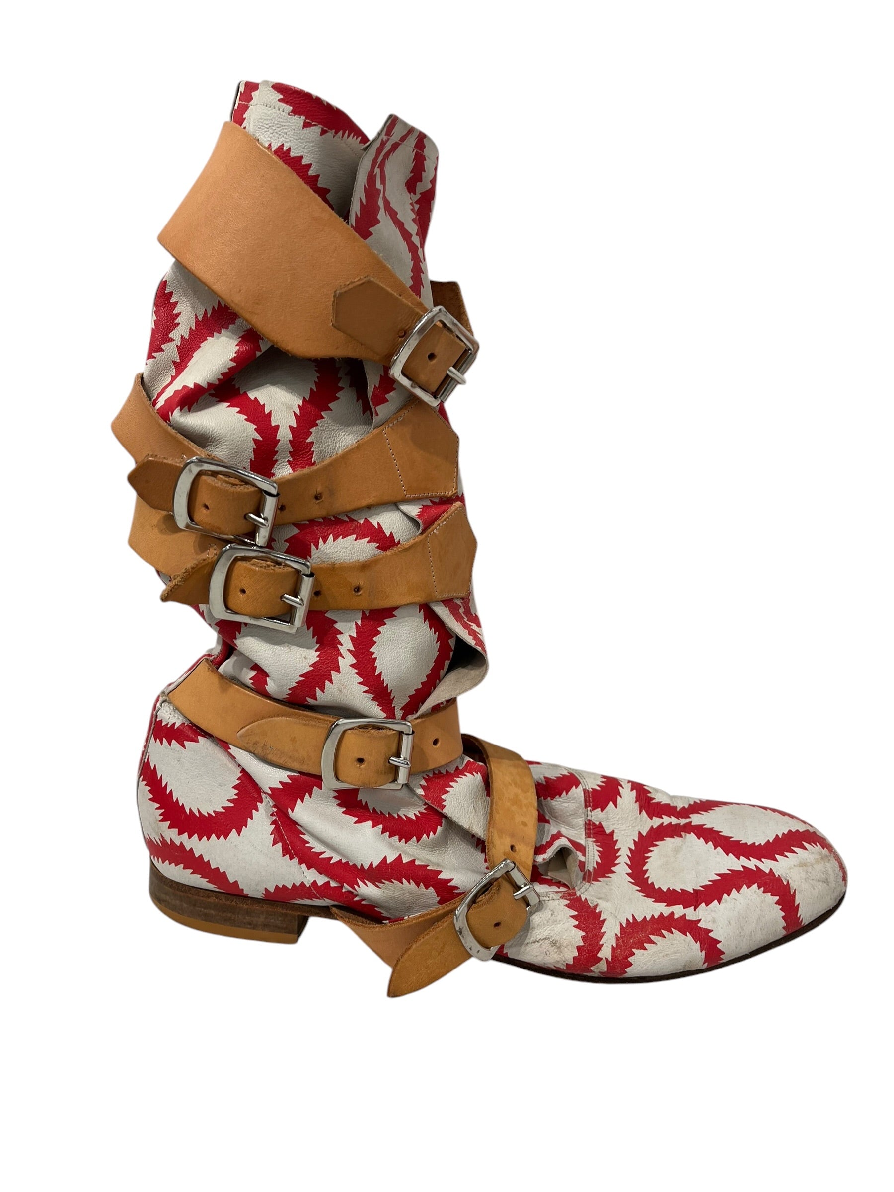 Vivienne Westwood/Boots/EU 44/All Over Print/Leather/RED/PIRATE PATTERN BUCKLE BOOT view 4