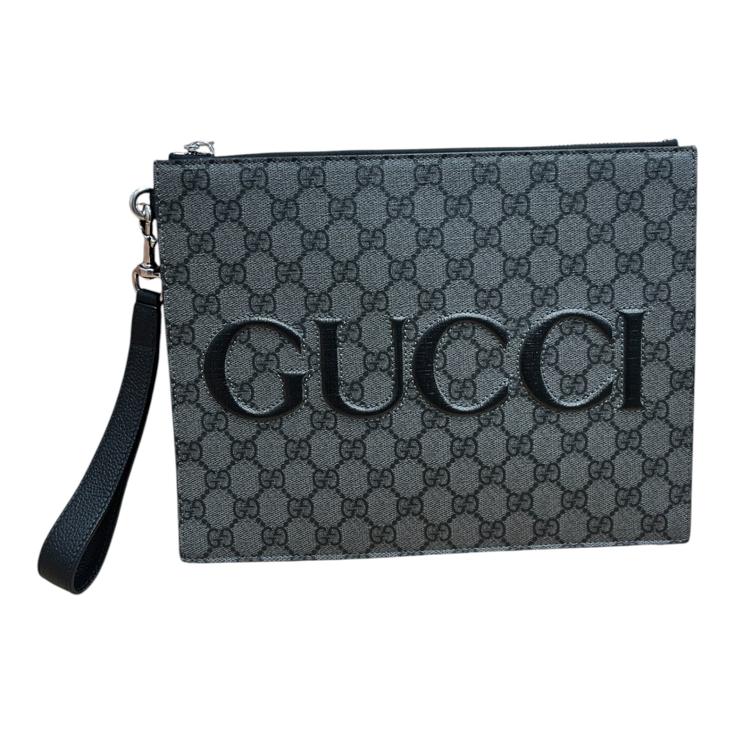 GUCCI/Pouch/Monogram/Leather/GRY/'GUCCI' view 1