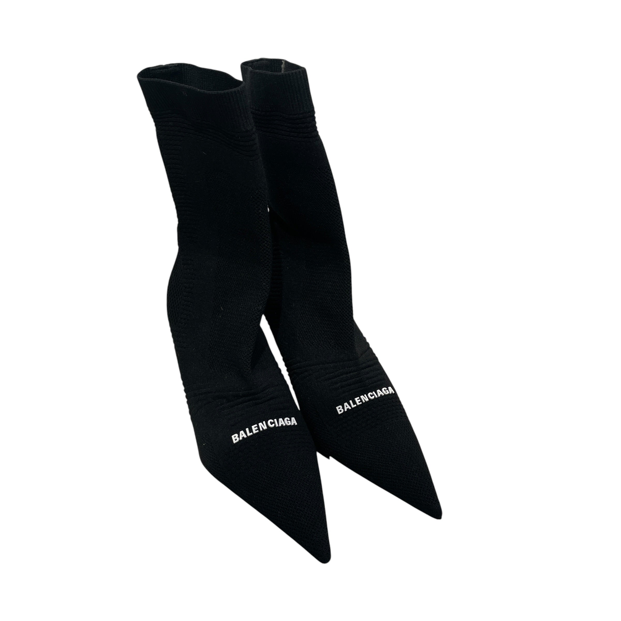 BALENCIAGA/Boots/EU 40/Cotton/BLK/SOCKS HEEL BOOTS