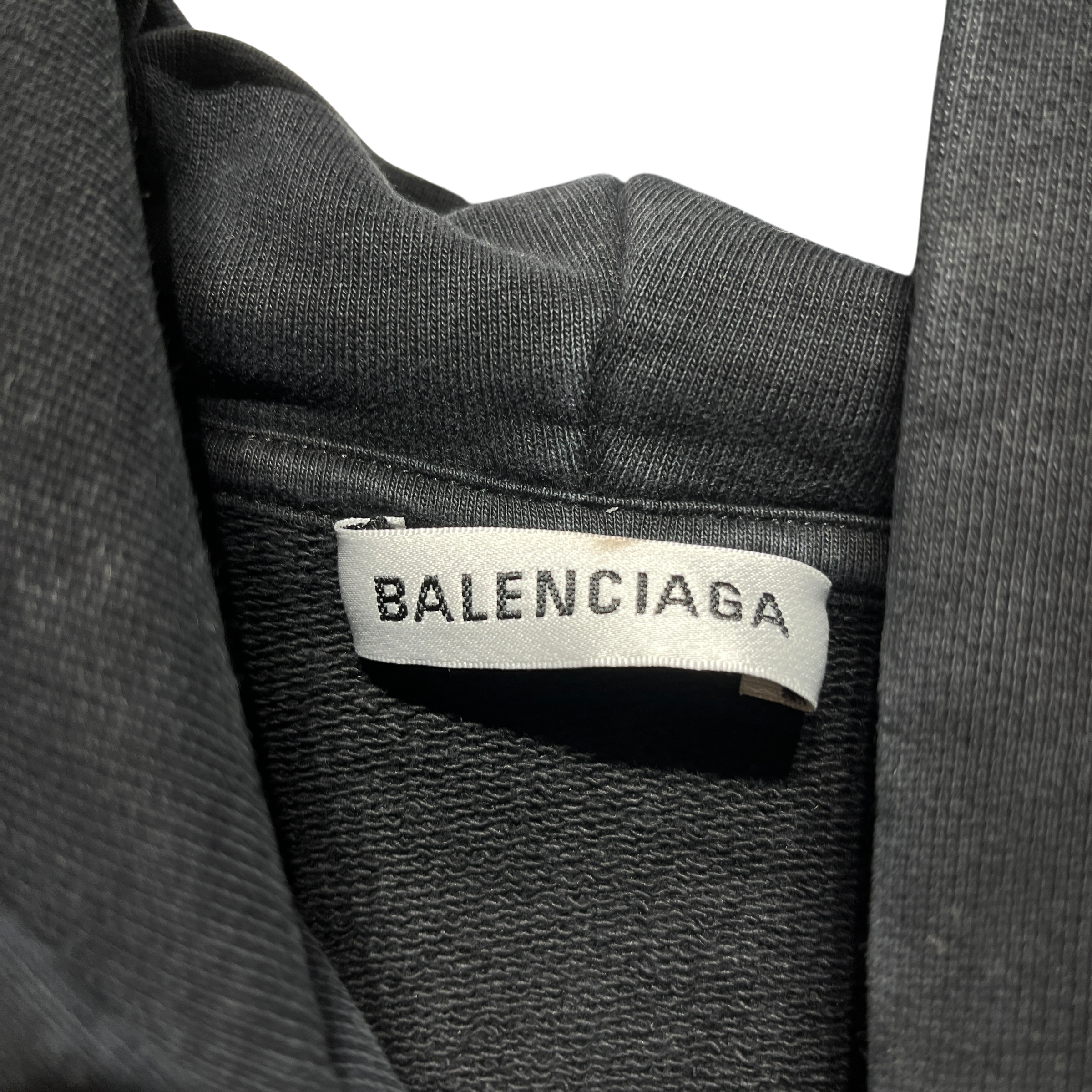 BALENCIAGA/Hoodie/XS/Cotton/BLK/BACK WHITE TEXT LOGO view 3