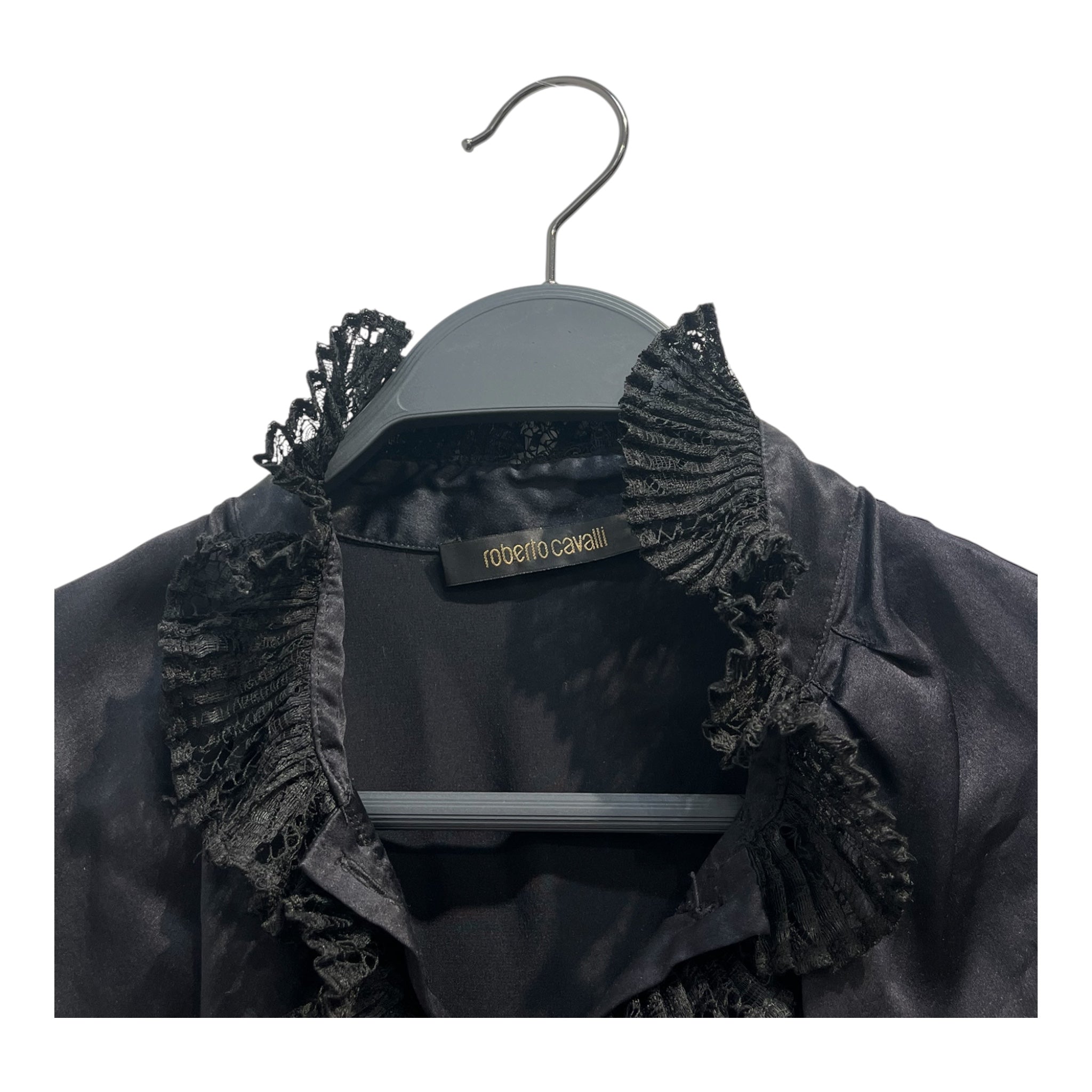 roberto cavalli/LS Blouse/44/Silk/BLK/pirate sleeves and collar view 3