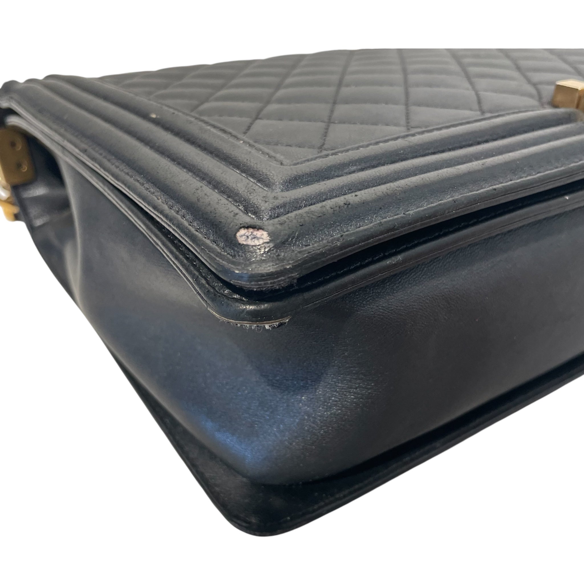 CHANEL/Cross Body Bag/Leather/BLK/Larga Boy Flap view 8