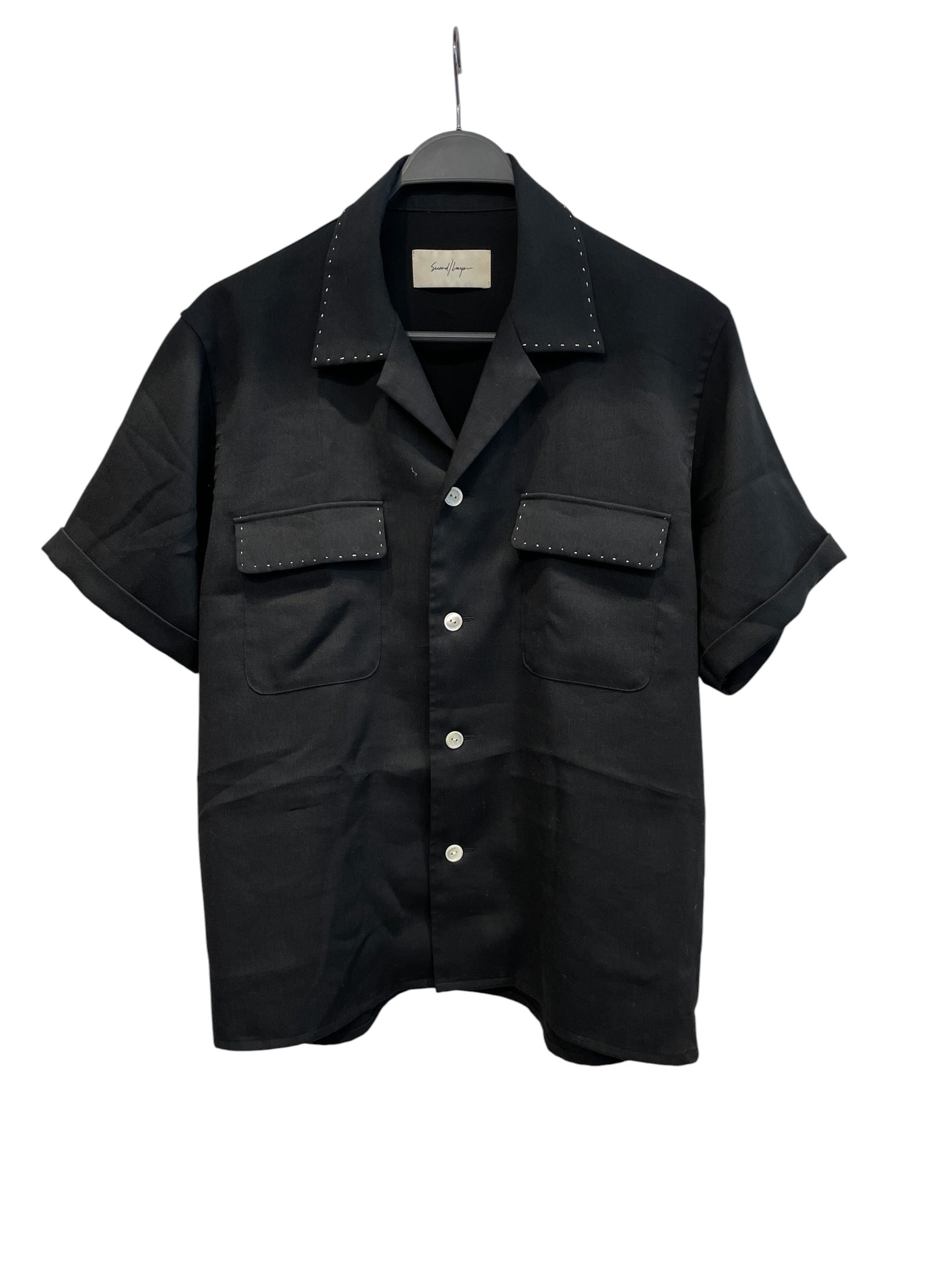 Second/Layer/Polo Shirt/M/Polyester/BLK/Border/STITCH view 1