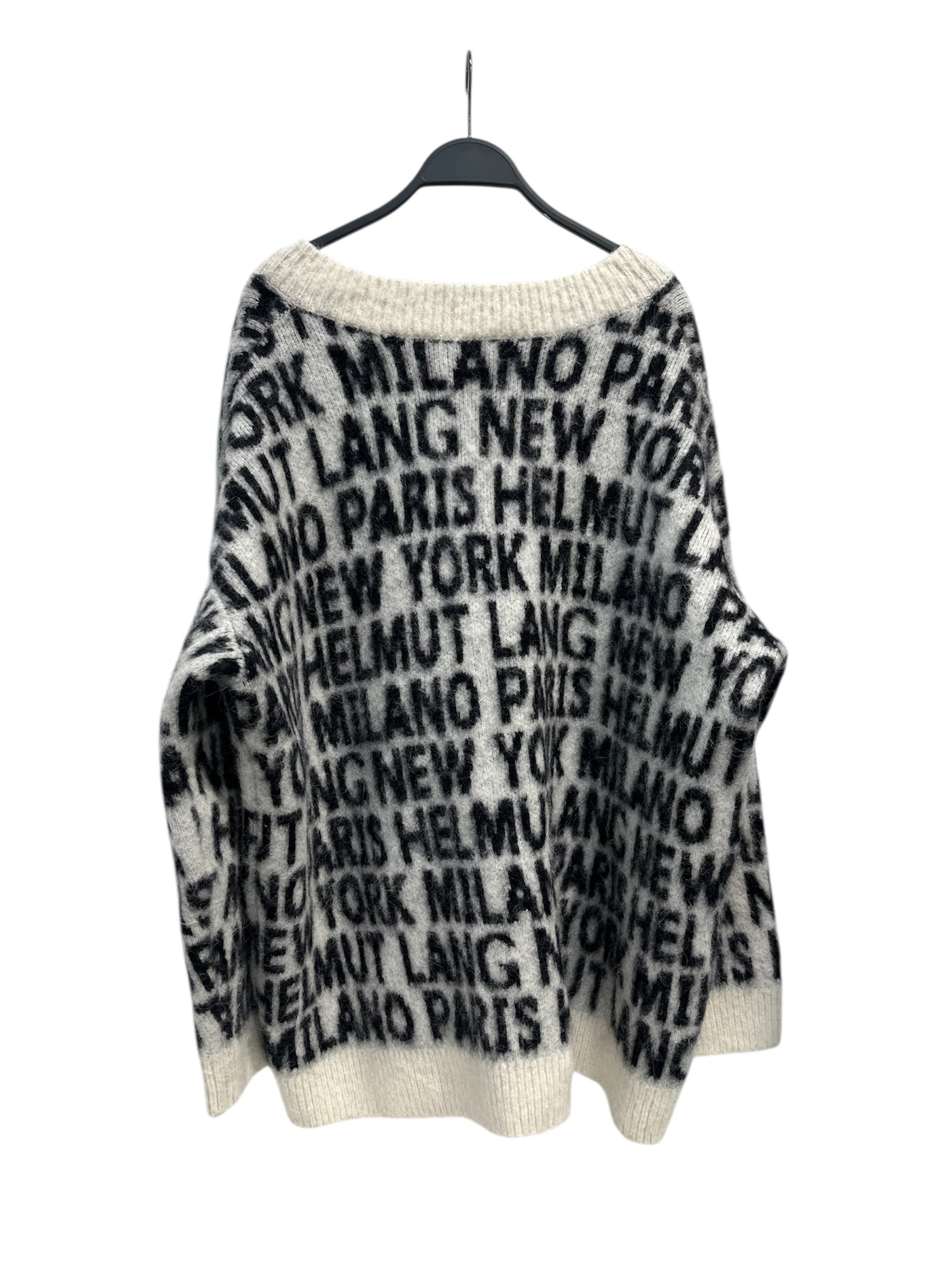 Helmut Lang/Sweater/L/All Over Print/Wool/WHT/REPEAT LOGO V-NECK view 2