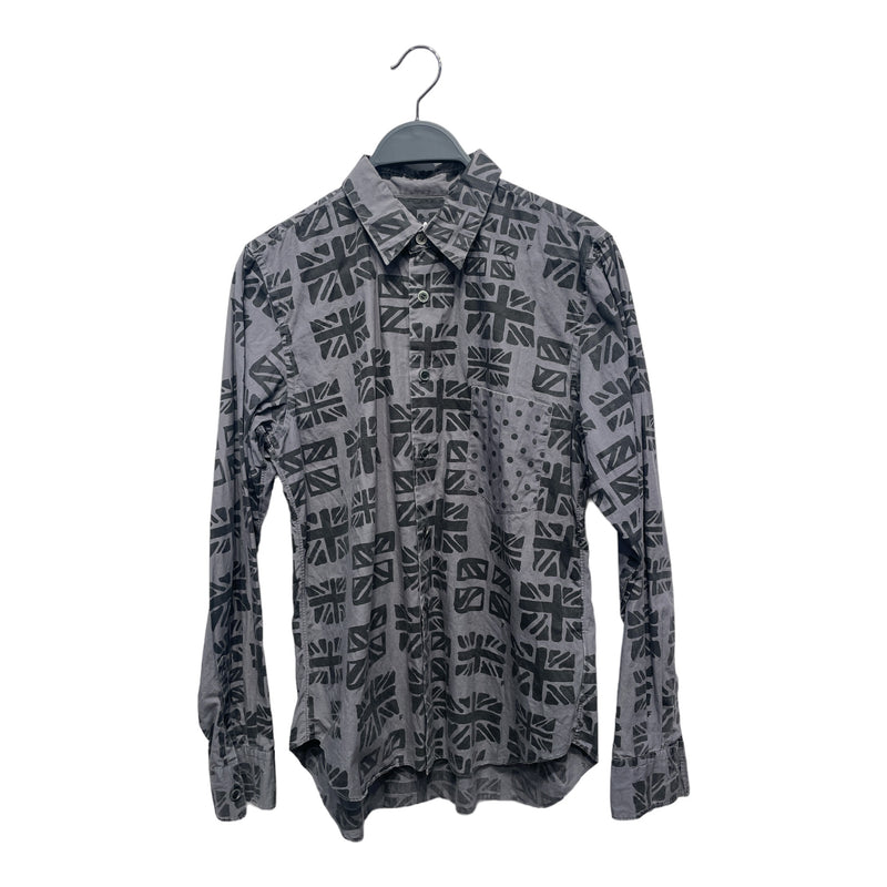 BLACK COMME des GARCONS///LS Shirt/S/Cotton/BLK//All Over Print/M [Designers] Essentials/