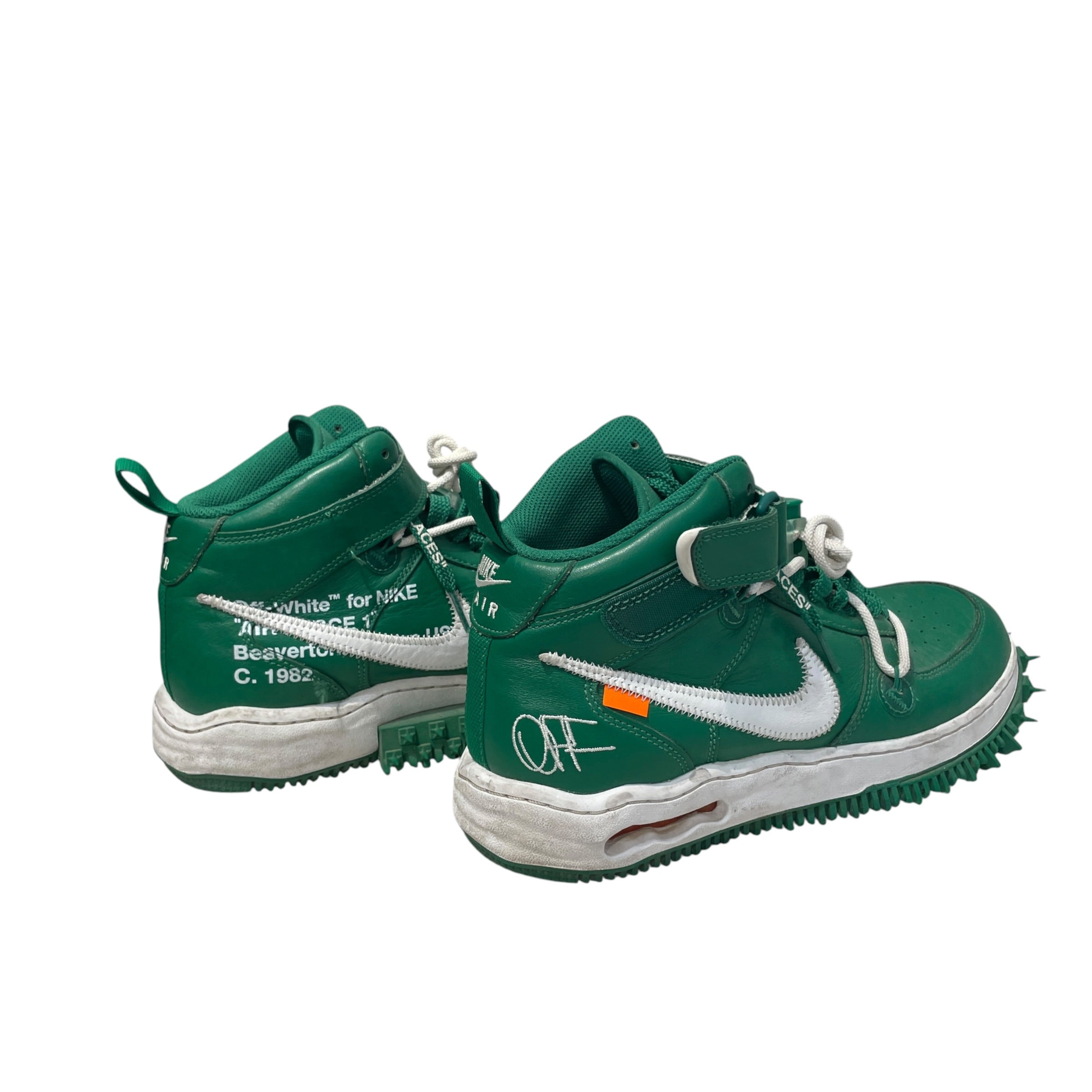 NIKE/OFF-WHITE/Hi-Sneakers/US 10/Leather/GRN/Air Force 1 Mid White-Pine view 5