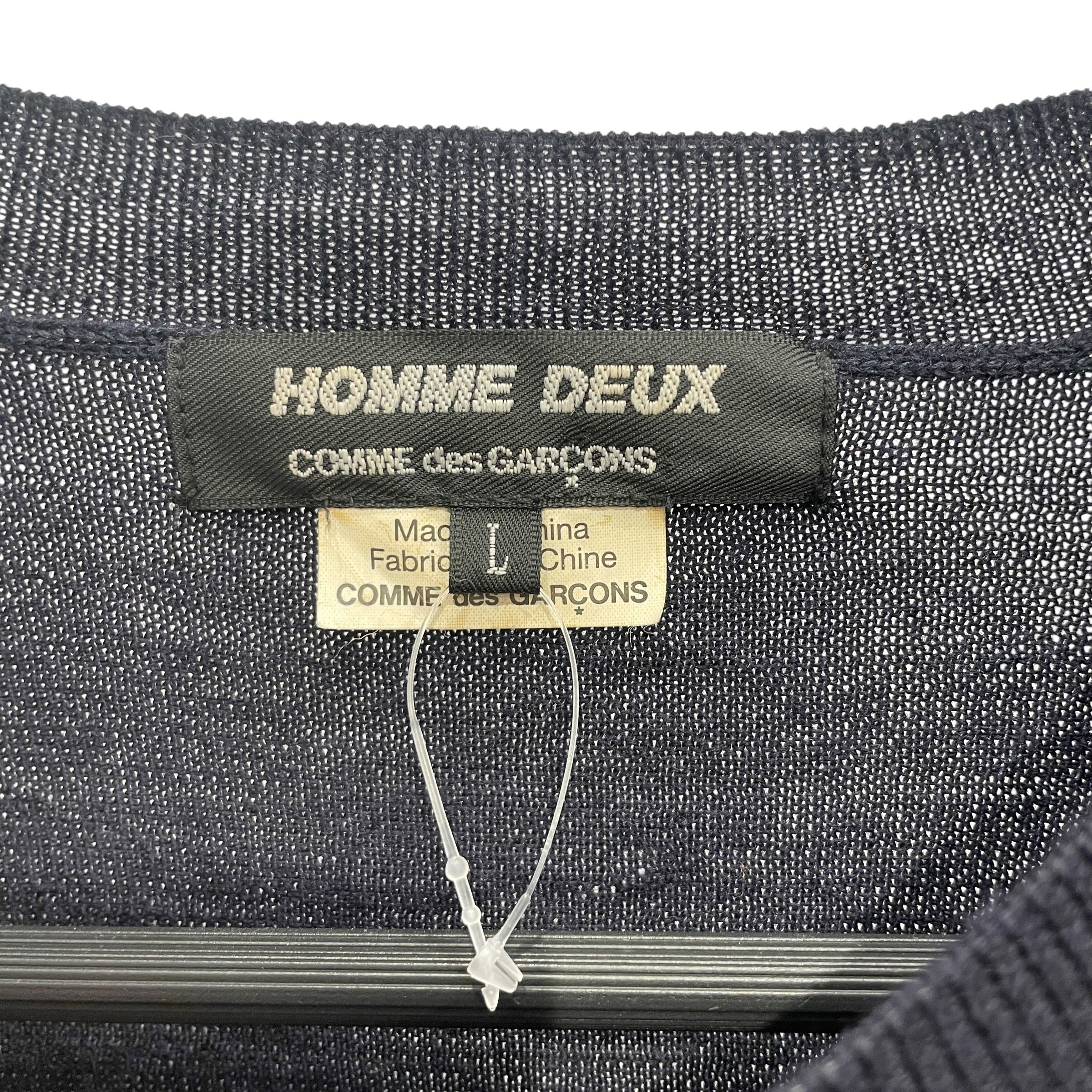COMME des GARCONS HOMME DEUX/Sweater/L/Cotton/NVY/STRONG WILLED ON BACK view 3