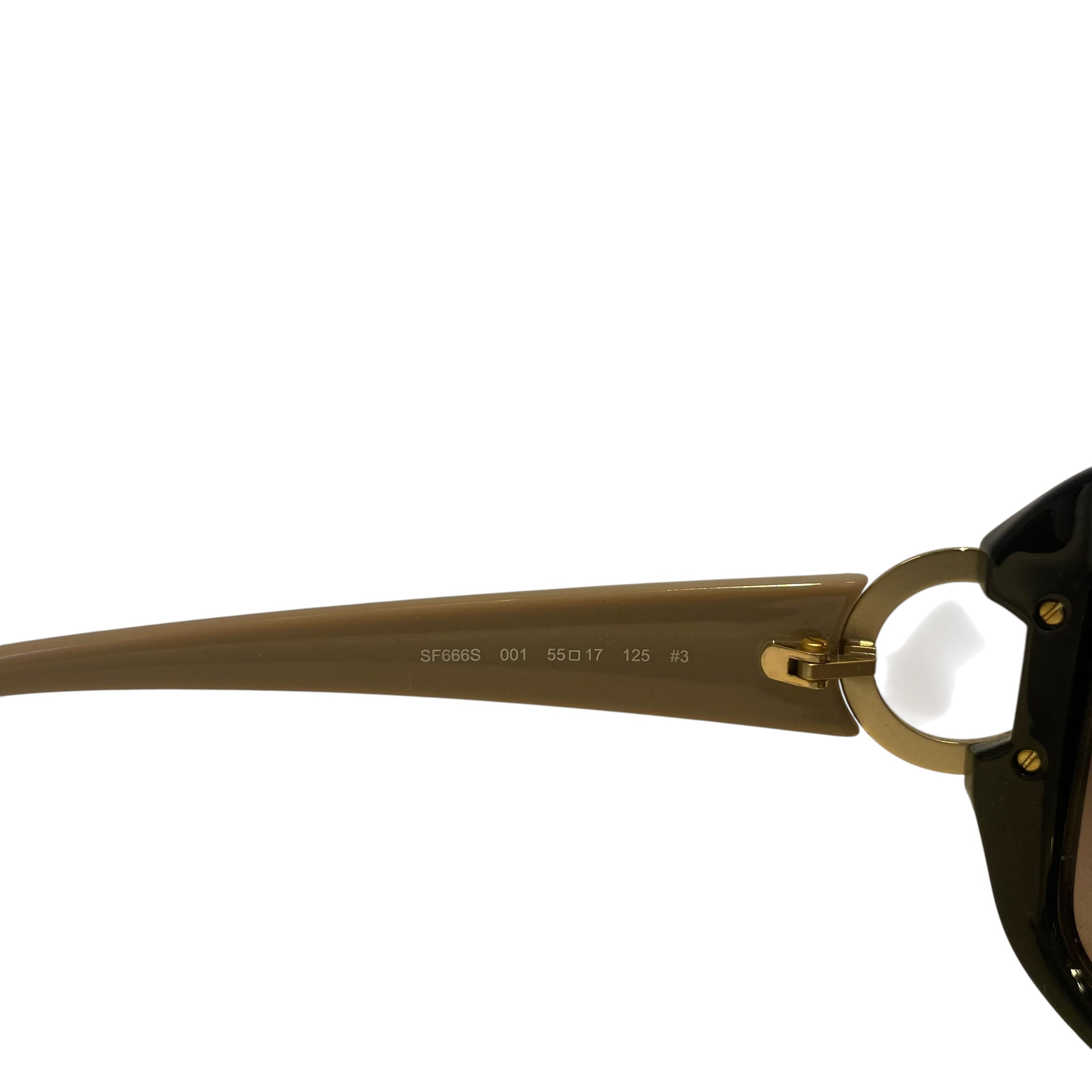 Salvatore Ferragamo/Sunglasses/Plastic/BLK/beige sides/cream horseshoe view 3