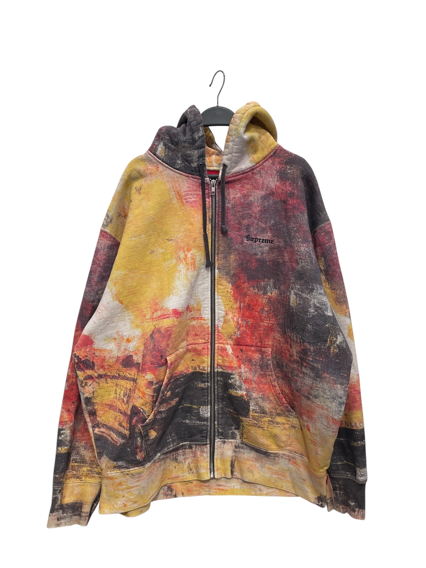 Supreme/Zip Up Hoodie/XL/All Over Print/Cotton/MLT/RED/YLW TONES PAINTING ALL OVR view 1