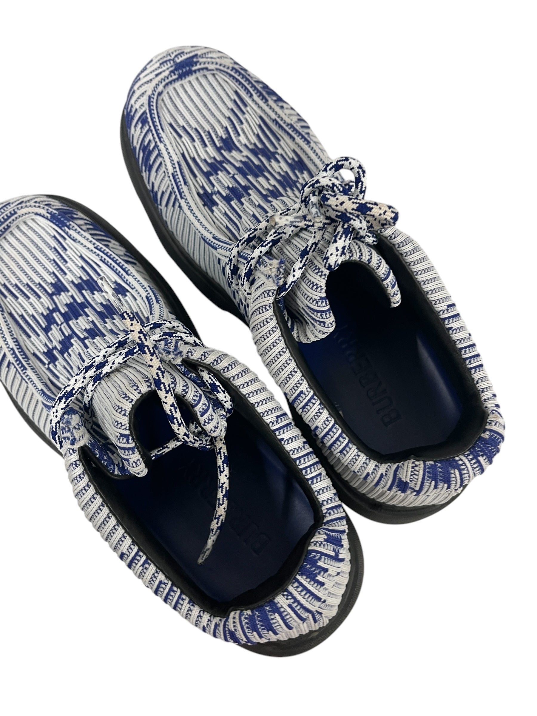 BURBERRY BLUE LABEL/Shoes/EU 44/Polyester/BLU/CLOTH WHT BLU LACE UP view 3