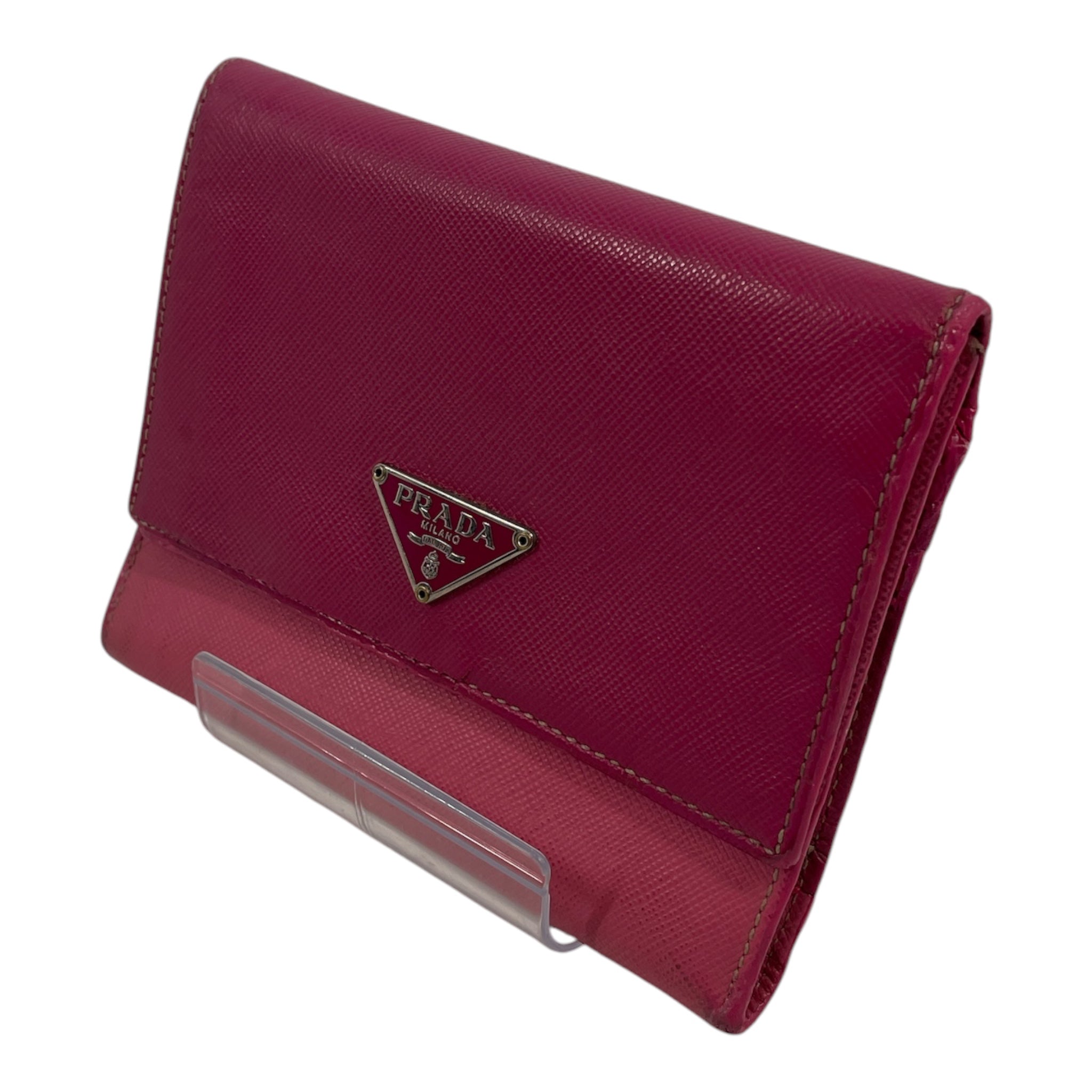 PRADA/Trifold Wallet/Leather/PNK/TWO TONE SAFFIANO LEATHER view 1