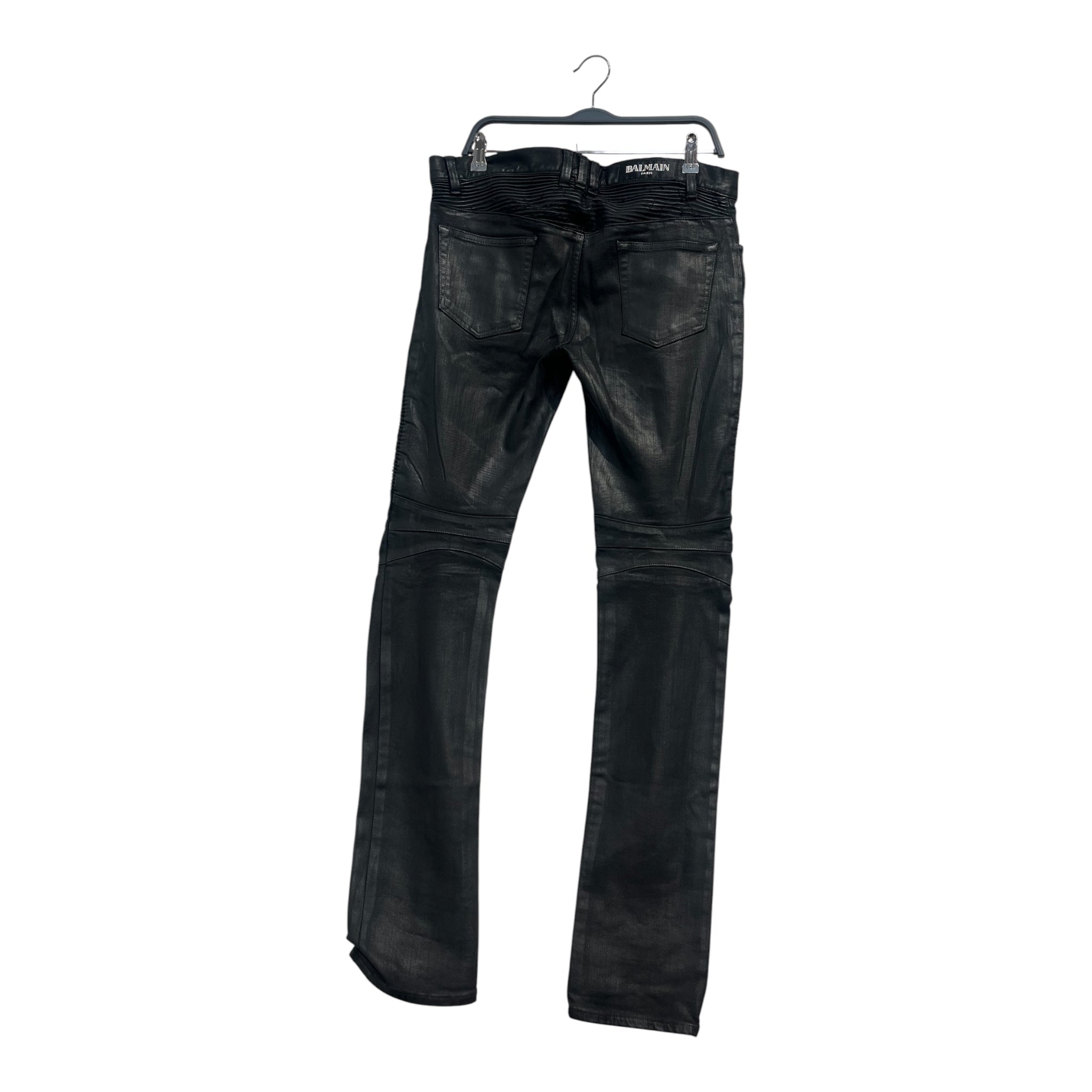 BALMAIN/Straight Pants/34/Cotton/BLK/CHARCOAL BIKER WAXED JEANS view 2