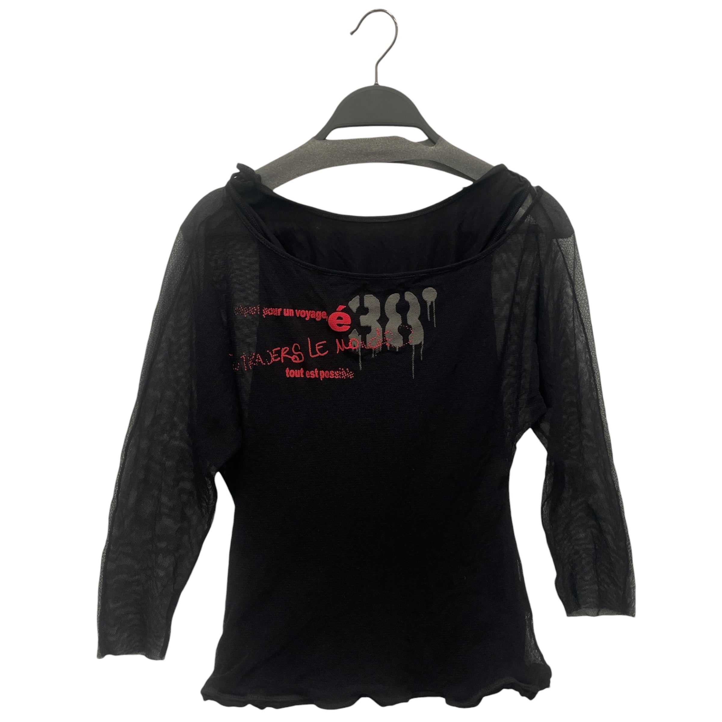 cop.copine/LS T-Shirt/1/Cotton/BLK/Y2K LAYERED MESH LS / CAMI TOP view 1