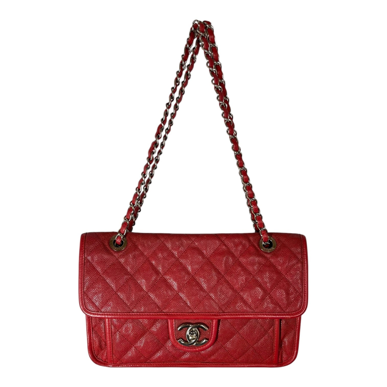 CHANEL/Bag/Leather/RED/RED CAVIAR FLAP BAG view 1