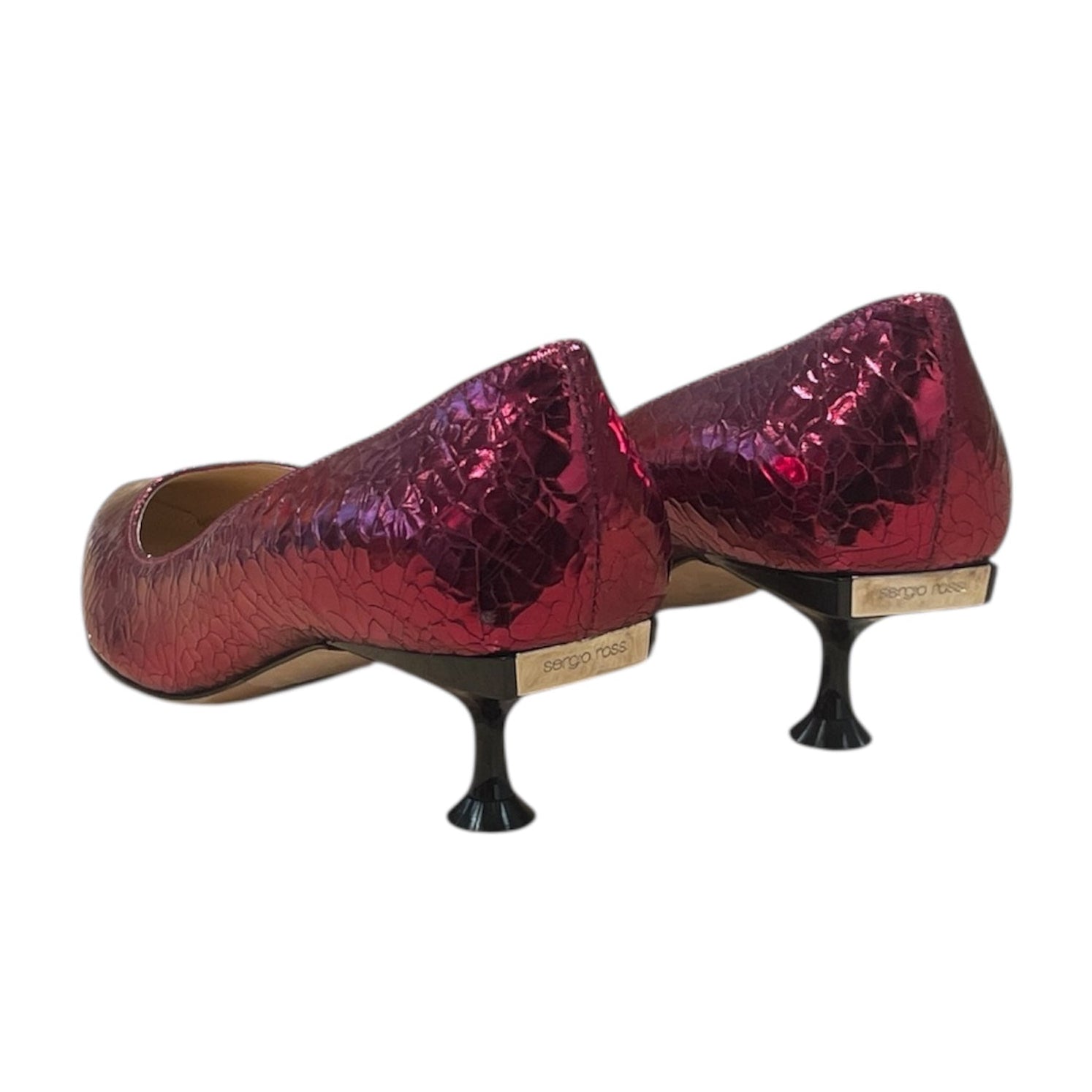 sergio rossi/Heels/EU 35/RED/Textured Kitten Heel Pumps view 2