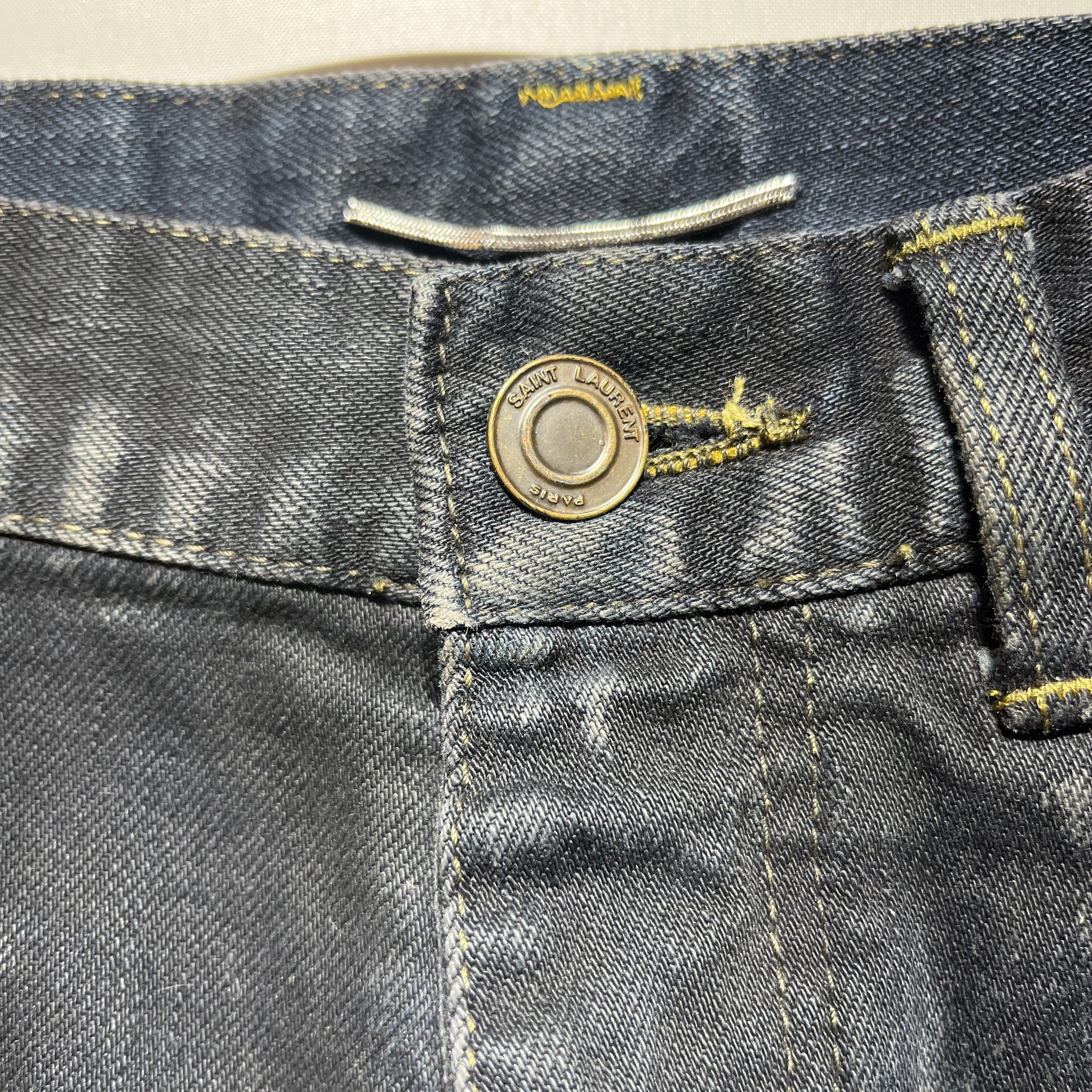 SAINT LAURENT/Skinny Pants/28/Denim/BLK/Distressed/All Over Print/hedi 2013 marble dye view 3