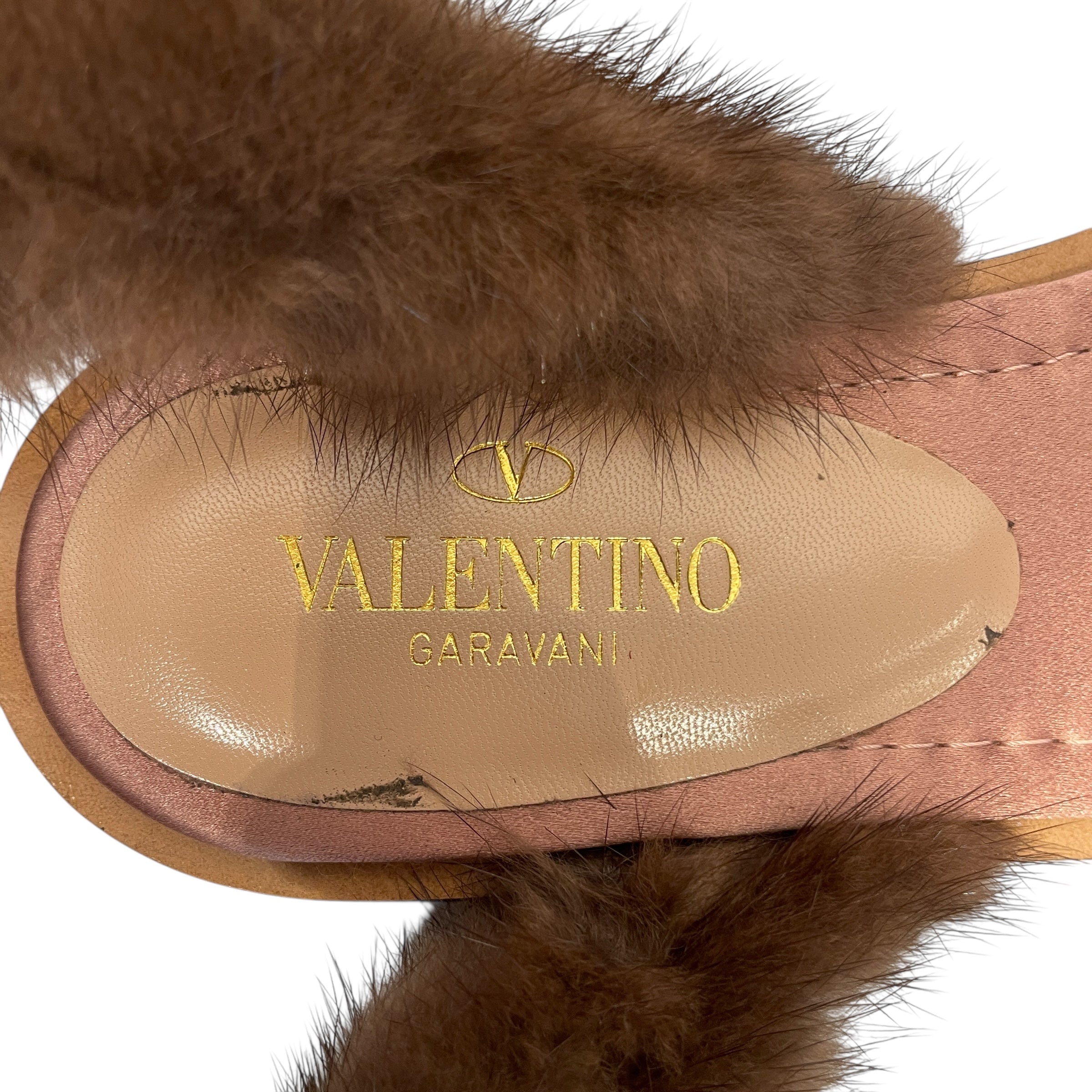 VALENTINO GARAVANI/Sandals/EU 36/BRW/MINK FUR SANDALS view 3