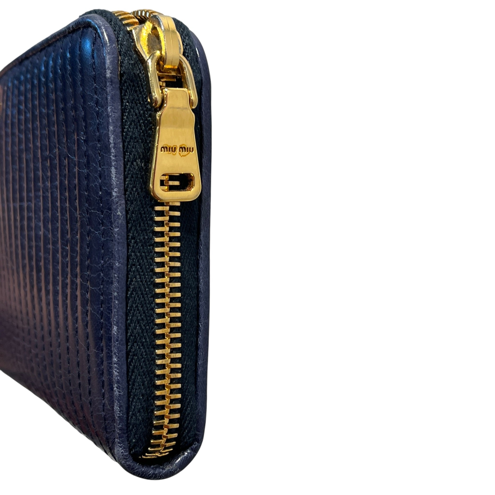 MIU MIU/Long Wallet/Leather/NVY/L's/Matelasse Ribbed Lthr Clutch view 8
