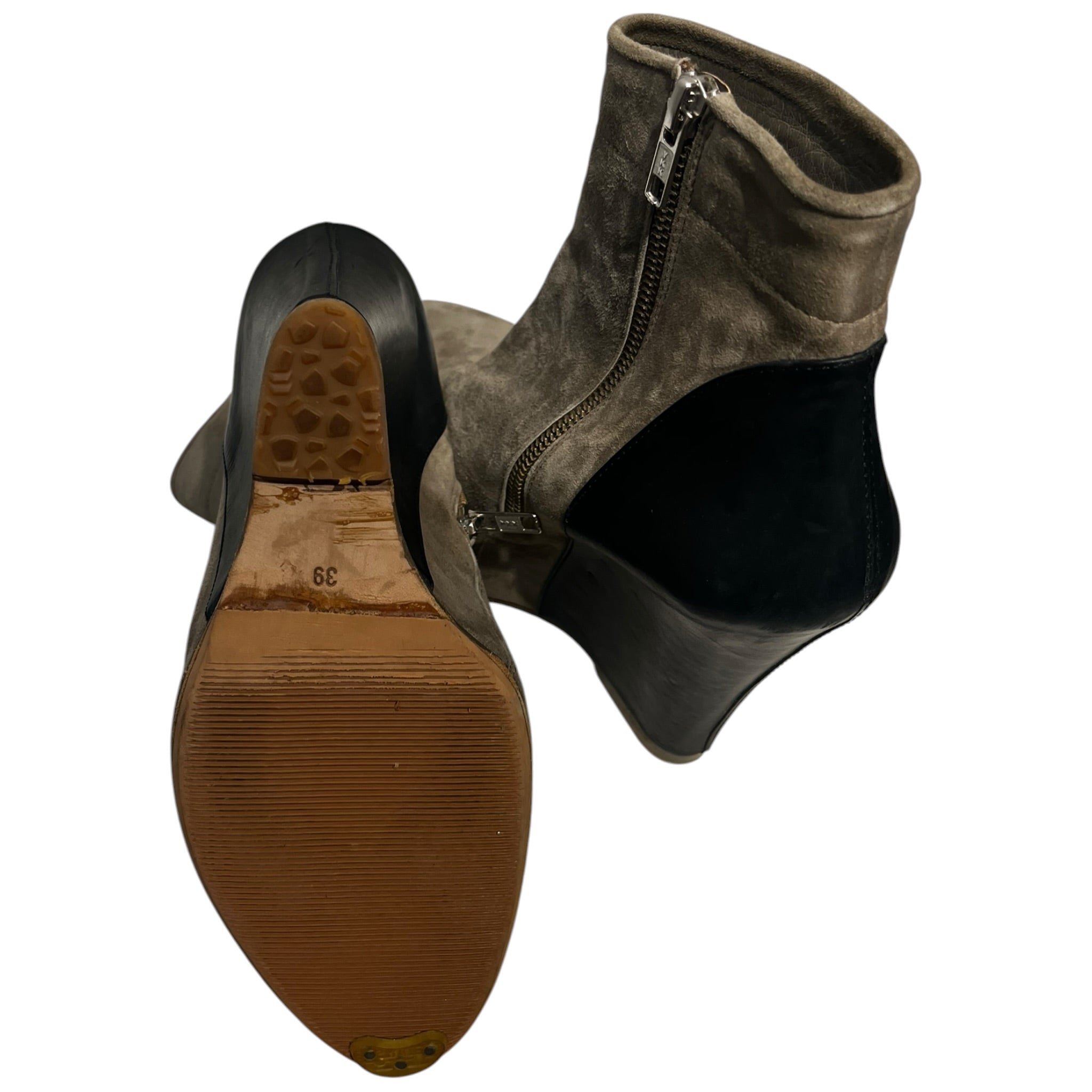 ANN DEMEULEMEESTER/Ankle Boots/EU 39/Suede/KHK/WEDGE HEELS view 4