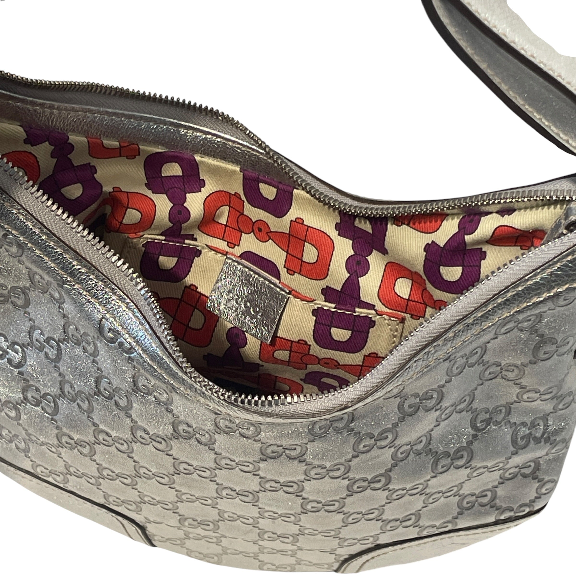GUCCI/Tote Bag/Monogram/Leather/SLV/GG SIGNATURE PRINCY SMALL HOBO view 8