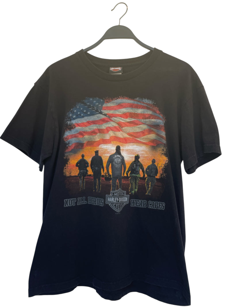 HARLEY DAVIDSON/T-Shirt/L/Cotton/BLK/Graphic/LAS VEGAS AMERICAN FLAG TEE