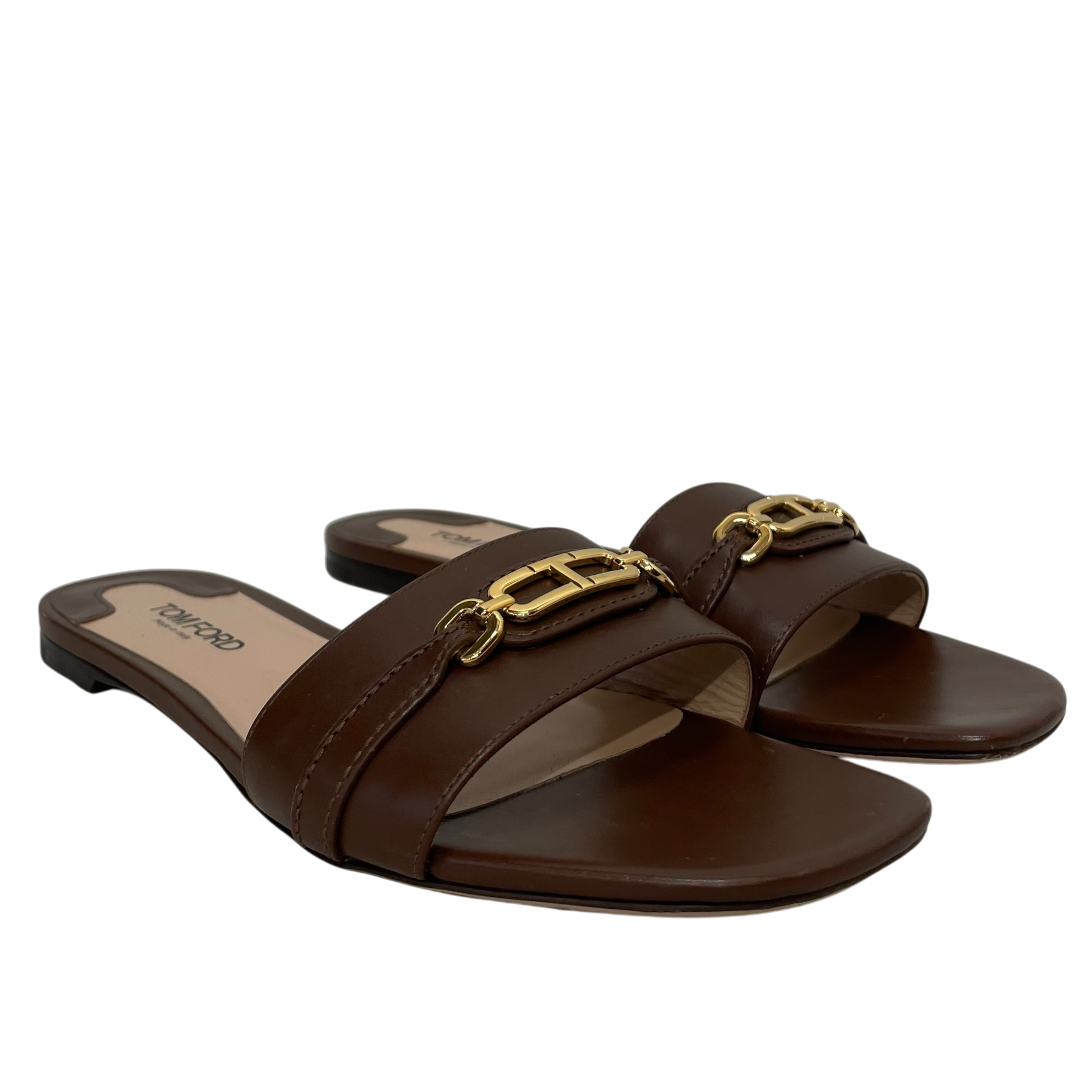 TOM FORD/Sandals/EU 39.5/Leather/BRW/WHITNEY SLIDE SANDAL view 1