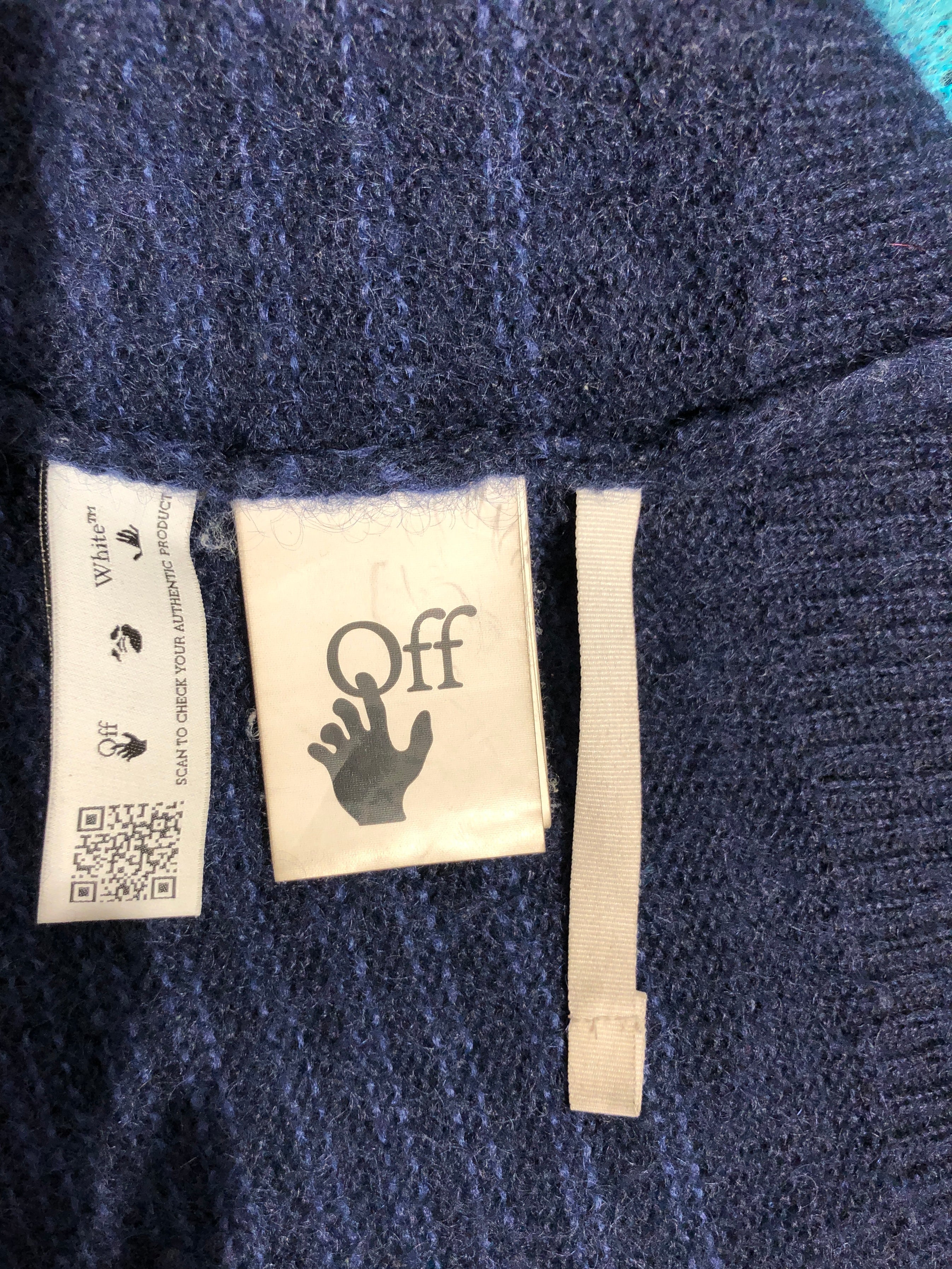 OFF-WHITE/Zip Up Hoodie/XL/Graphic/BLU/MOHAIR WOOL BLEND view 5
