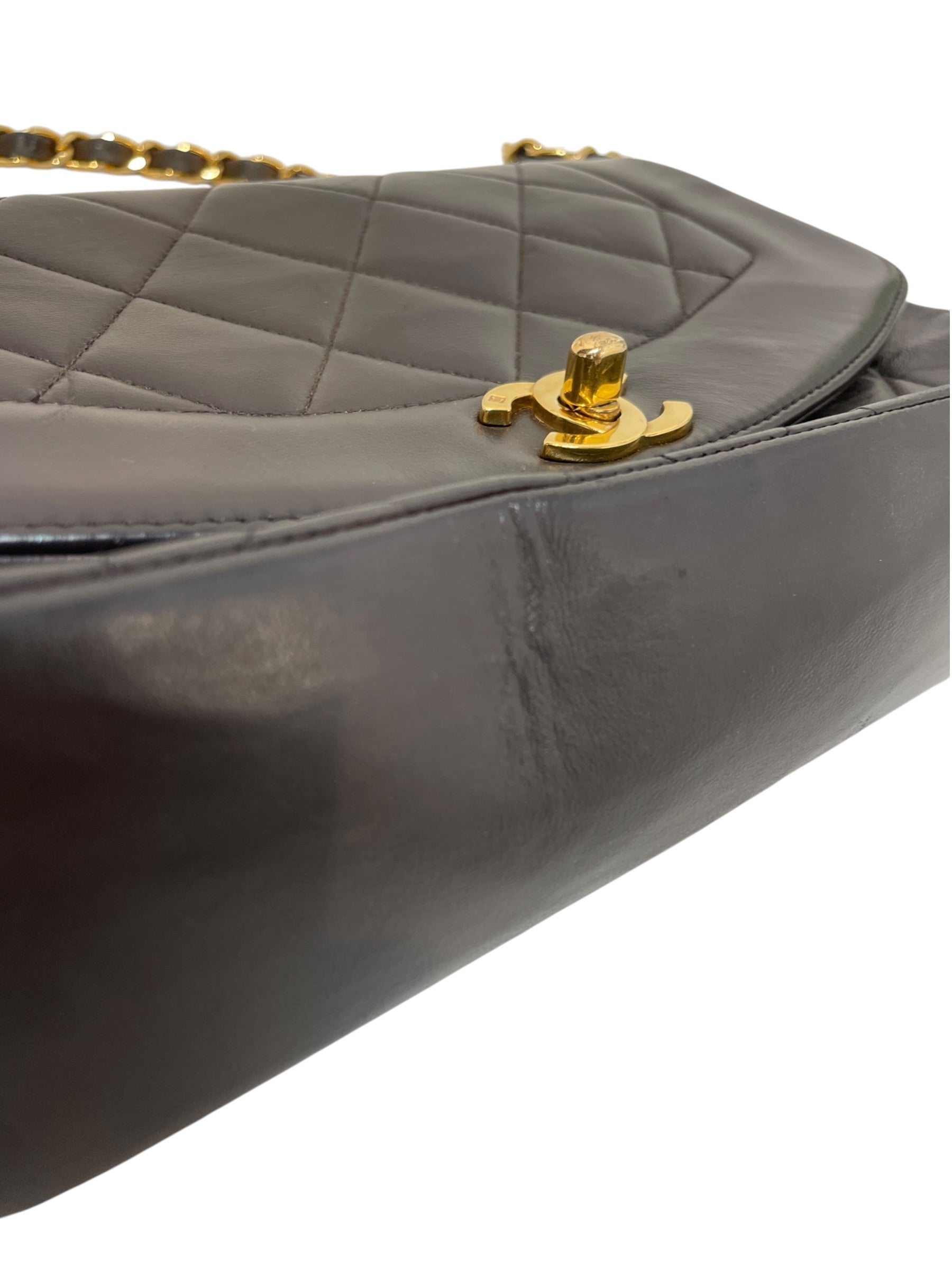 CHANEL/Cross Body Bag/Leather/Brown/quilt flap small gold hardware view 8
