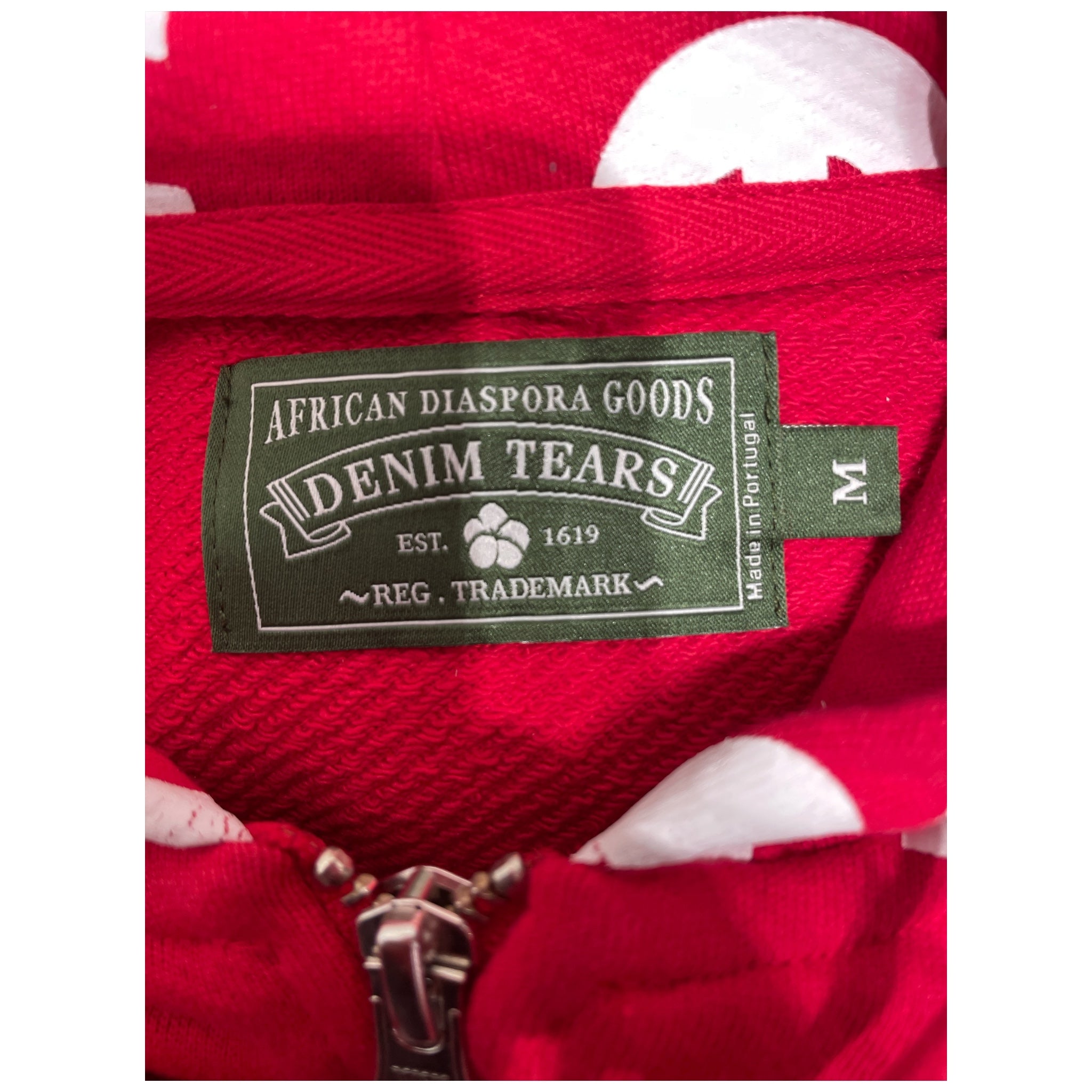 DENIM TEARS/Zip Up Hoodie/M/RED/SYSTEMIC RACISM CONTROLS AMERI view 3