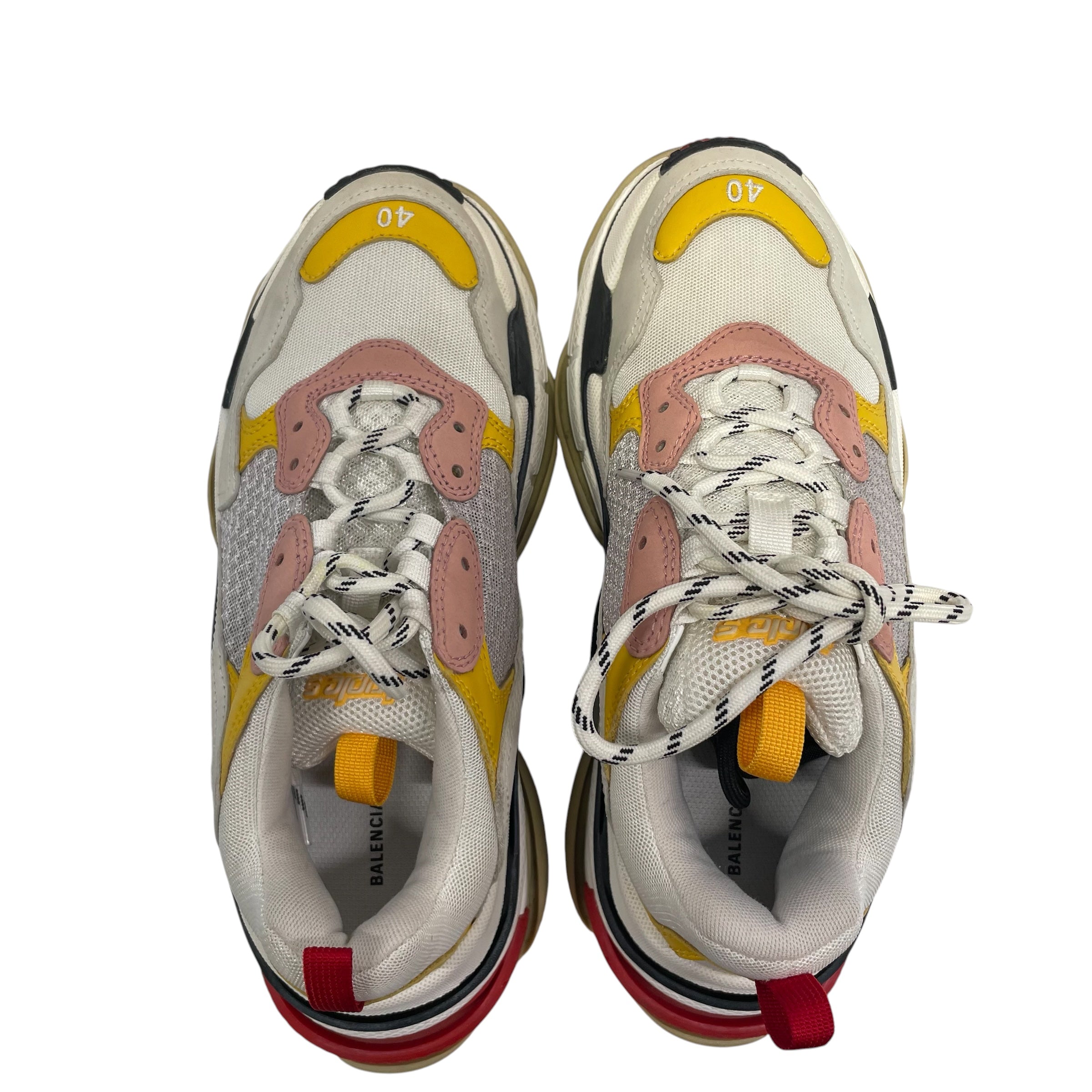 BALENCIAGA/Low-Sneakers/US 7/CRM/yellow/pink/triple S view 3