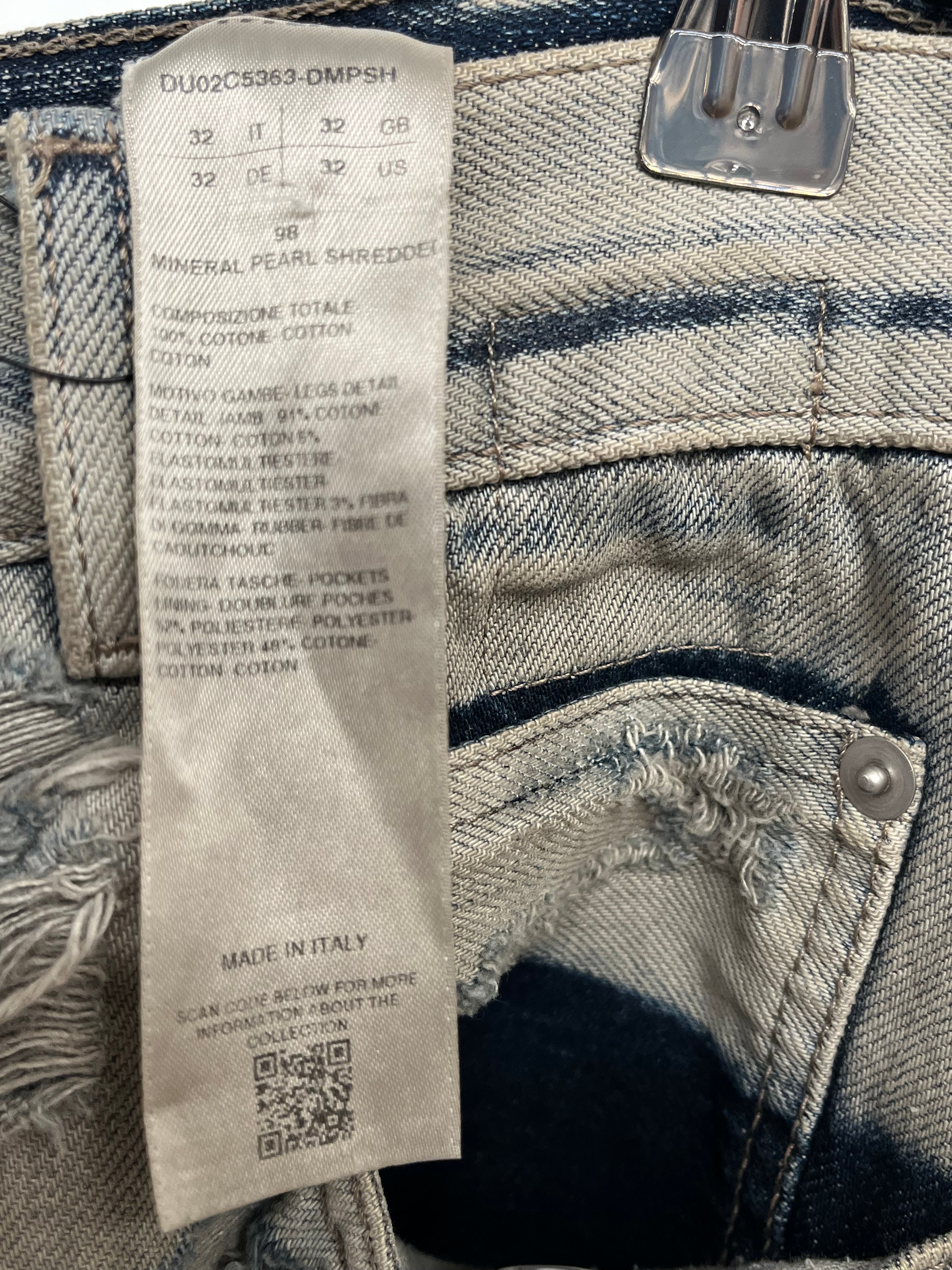 Rick Owens/Pants/32/Cotton/BLU/MINERAL WASH SHREDDED BOLAN view 9