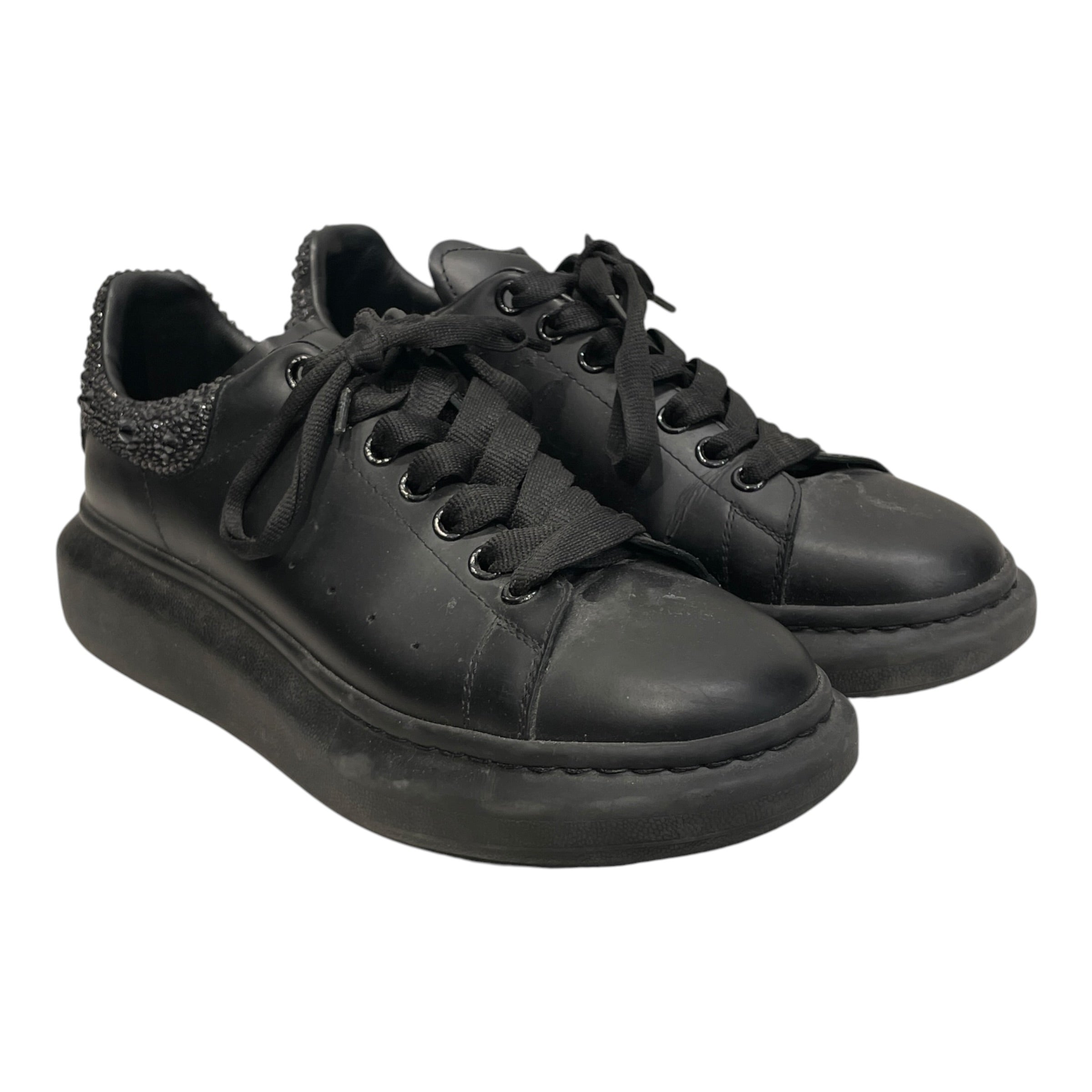 Alexander McQueen/Swarovski/Low-Sneakers/EU 43/Leather/BLK/FEW MISSING CRYSTALS view 1