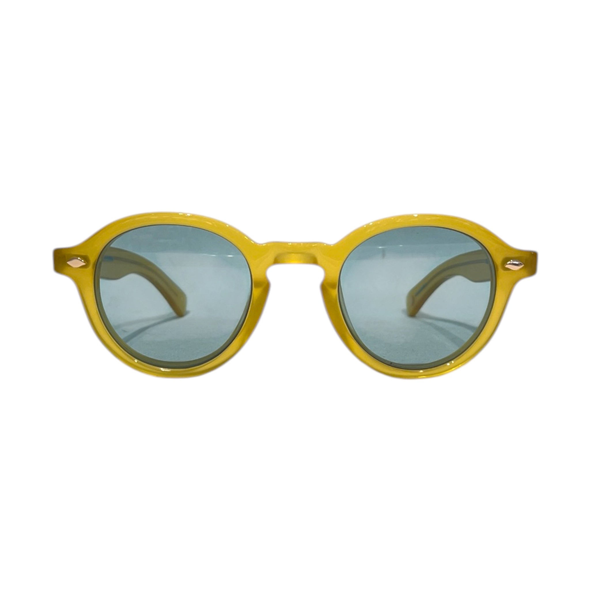 Garrett Leight/Sunglasses/Plastic/YEL/L's/YELLOW ROUND BLUE LENS view 1