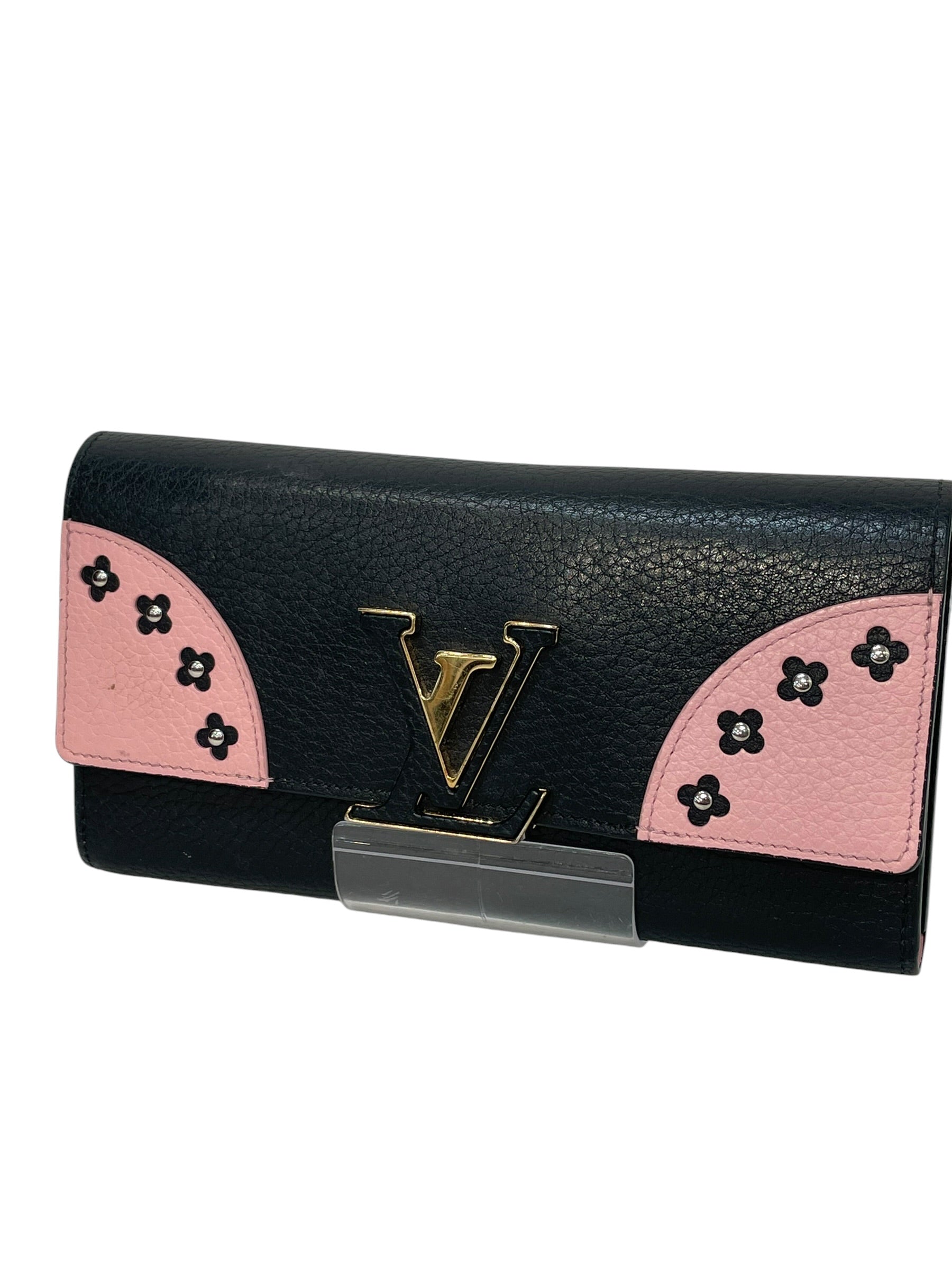 LOUIS VUITTON/Long Wallet/Leather/BLK/L's/taurillon leather capucines view 1