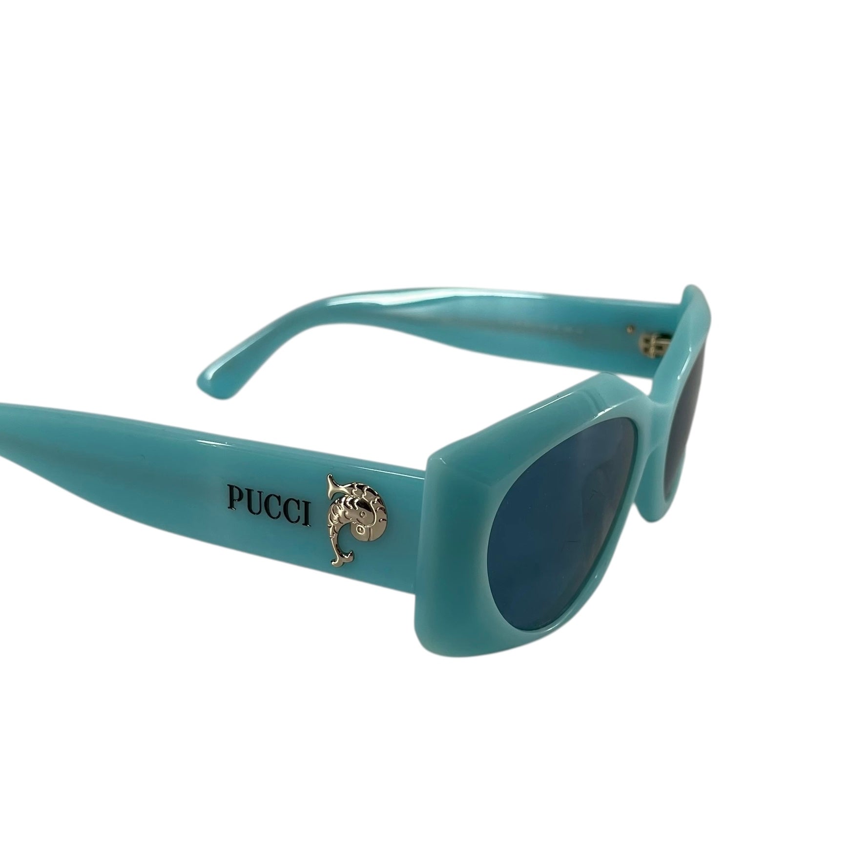EMILIO PUCCI/Sunglasses/Plastic/BLU/Oval/TURQUOISE FISH ON ARMS view 2