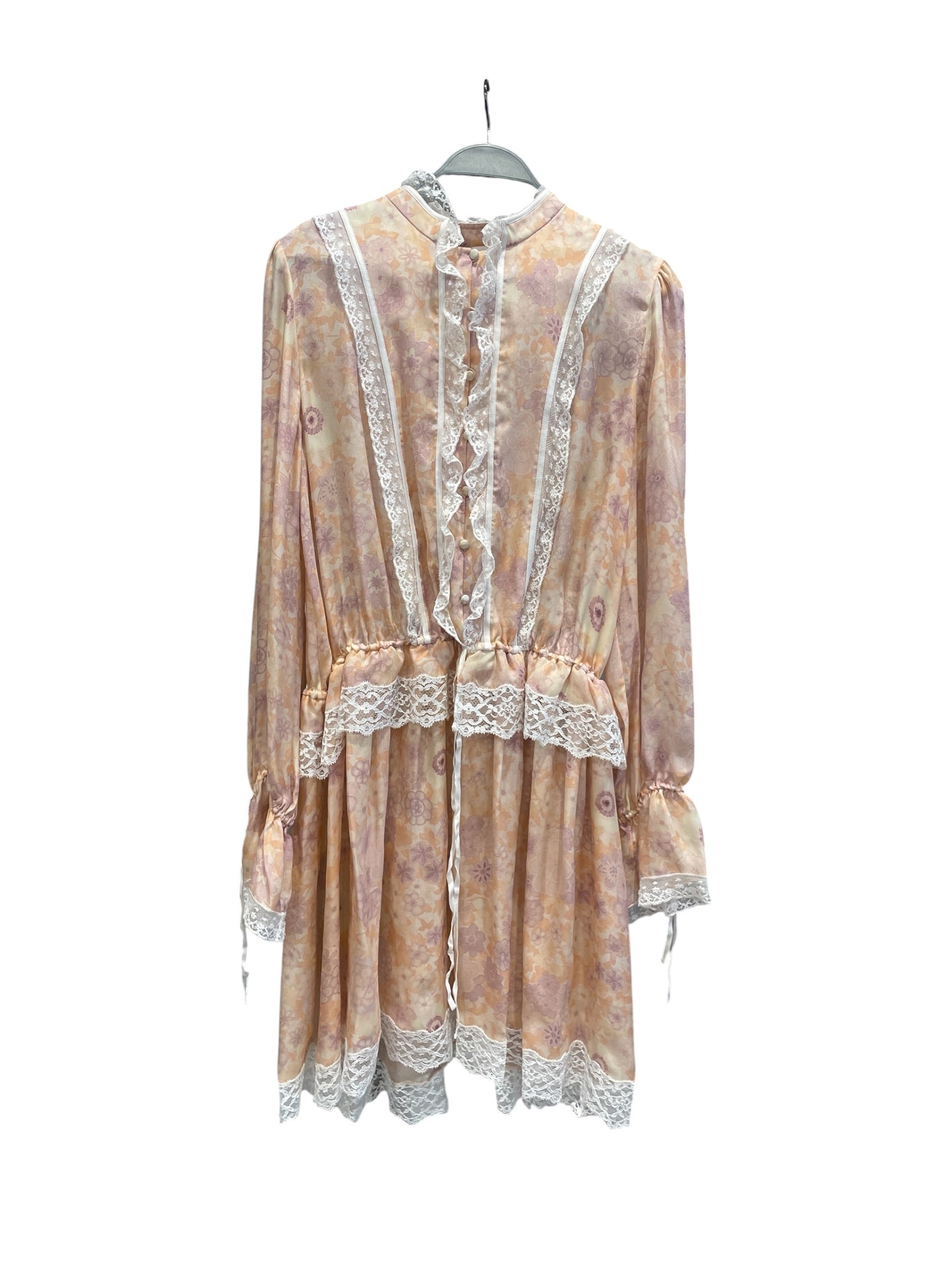 Chloe/LS Dress/42/Floral Pattern/Polyester/PNK/CHLOE PUFF SLEEVE MINI DRESS view 1