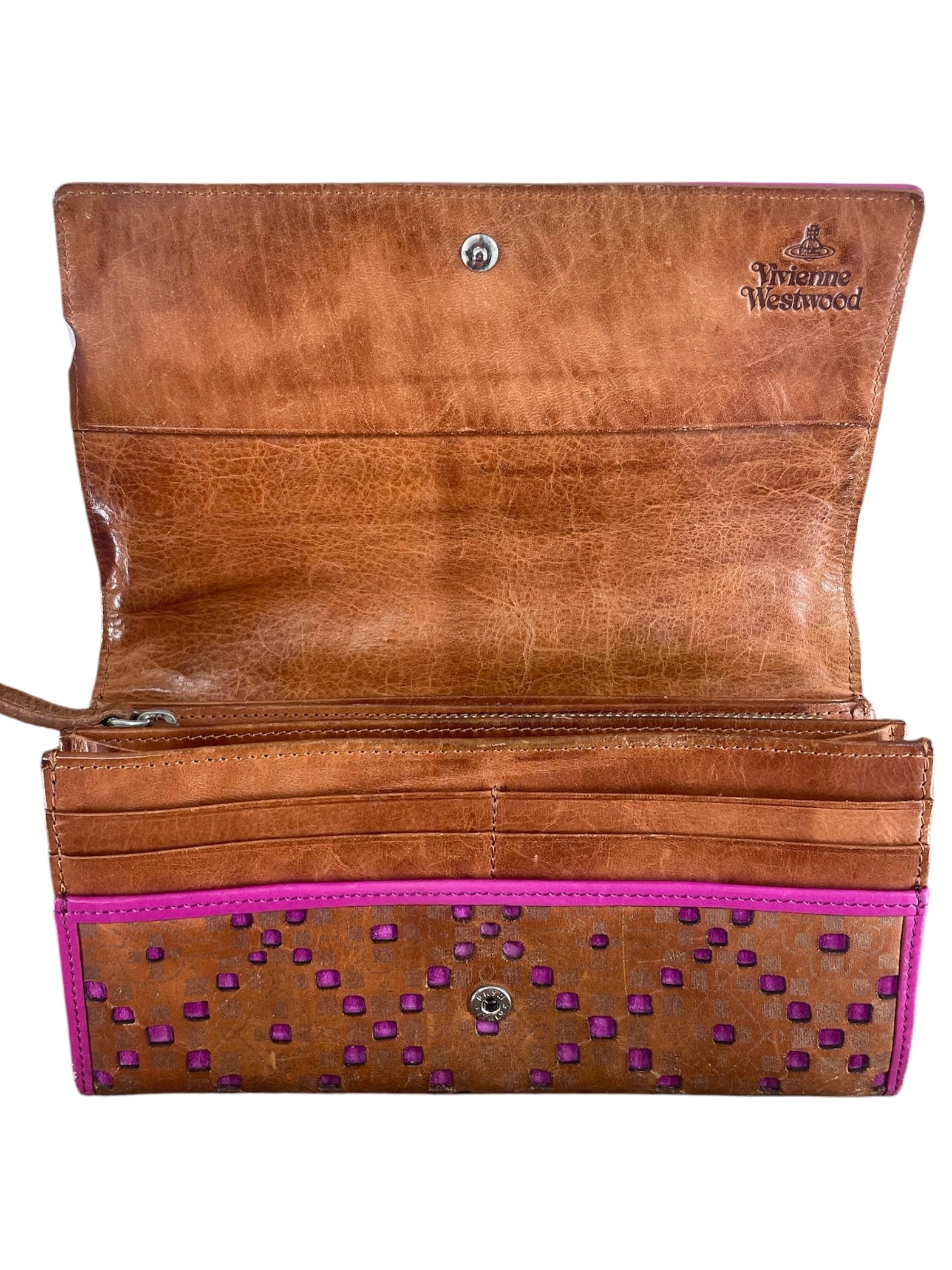 Vivienne Westwood/Long Wallet/Leather/BRW/Prple Inside Pink Squares view 4